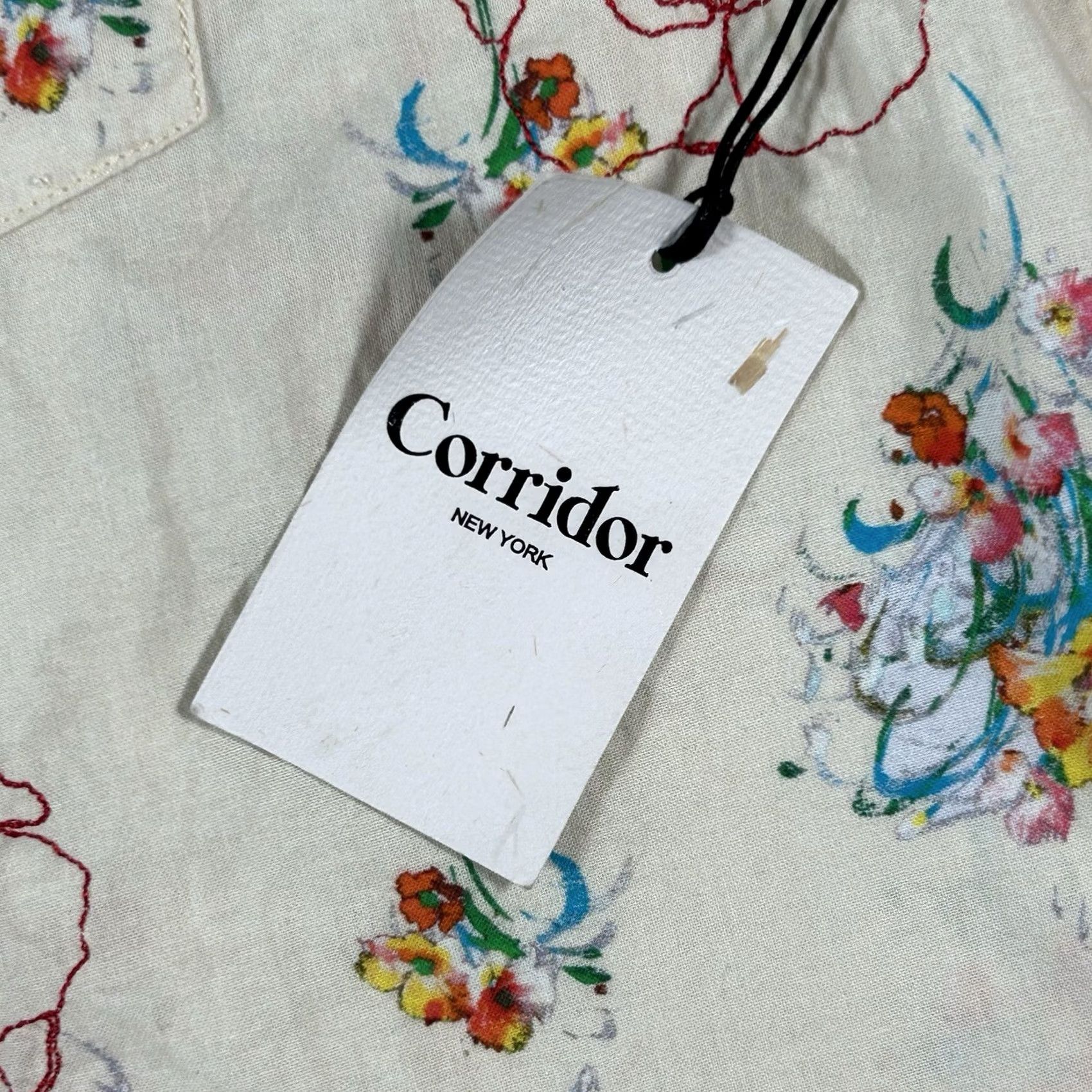Corridor NYC Shirt Mens 2XL Natural Hawaiian Art Embroidered Bouquet, Men's (Size Xxl) — image 4 of 6