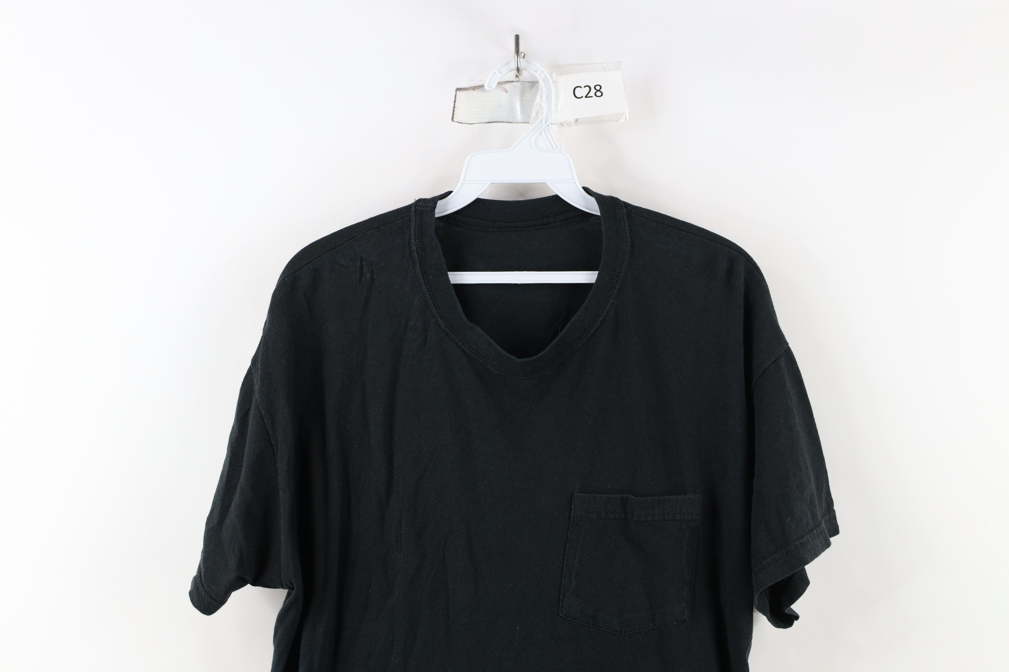 Vintage Vintage 90s Streetwear Blank Pocket T-Shirt Black Cotton Size US M / EU 48-50 / 2 - 2 Thumbnail