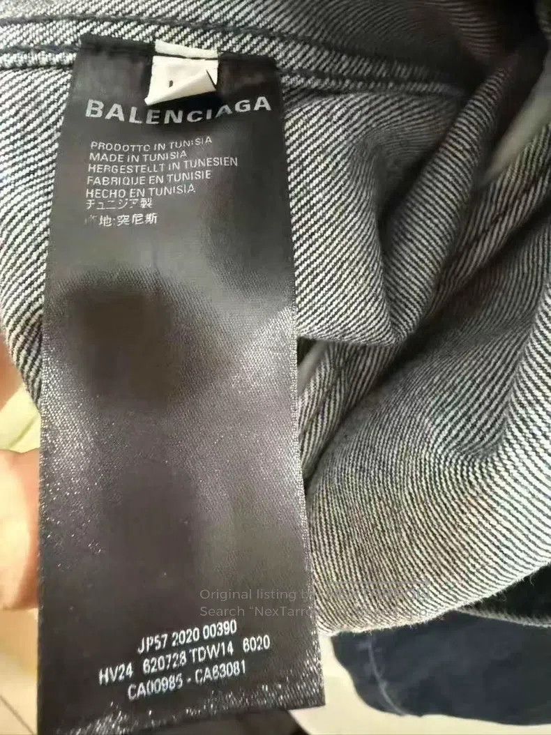 Balenciaga Balenciaga Raw Denim Jacket with Front and Back Embroidery Size US S / EU 44-46 / 1 - 4 Thumbnail