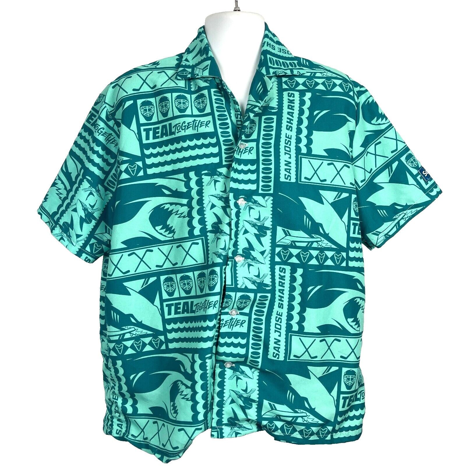 Other SJ Sharks Tiki Tapa Teal Together NHL SGA Hawaiian Shirt L-X Size US XL / EU 56 / 4 - 2 Thumbnail