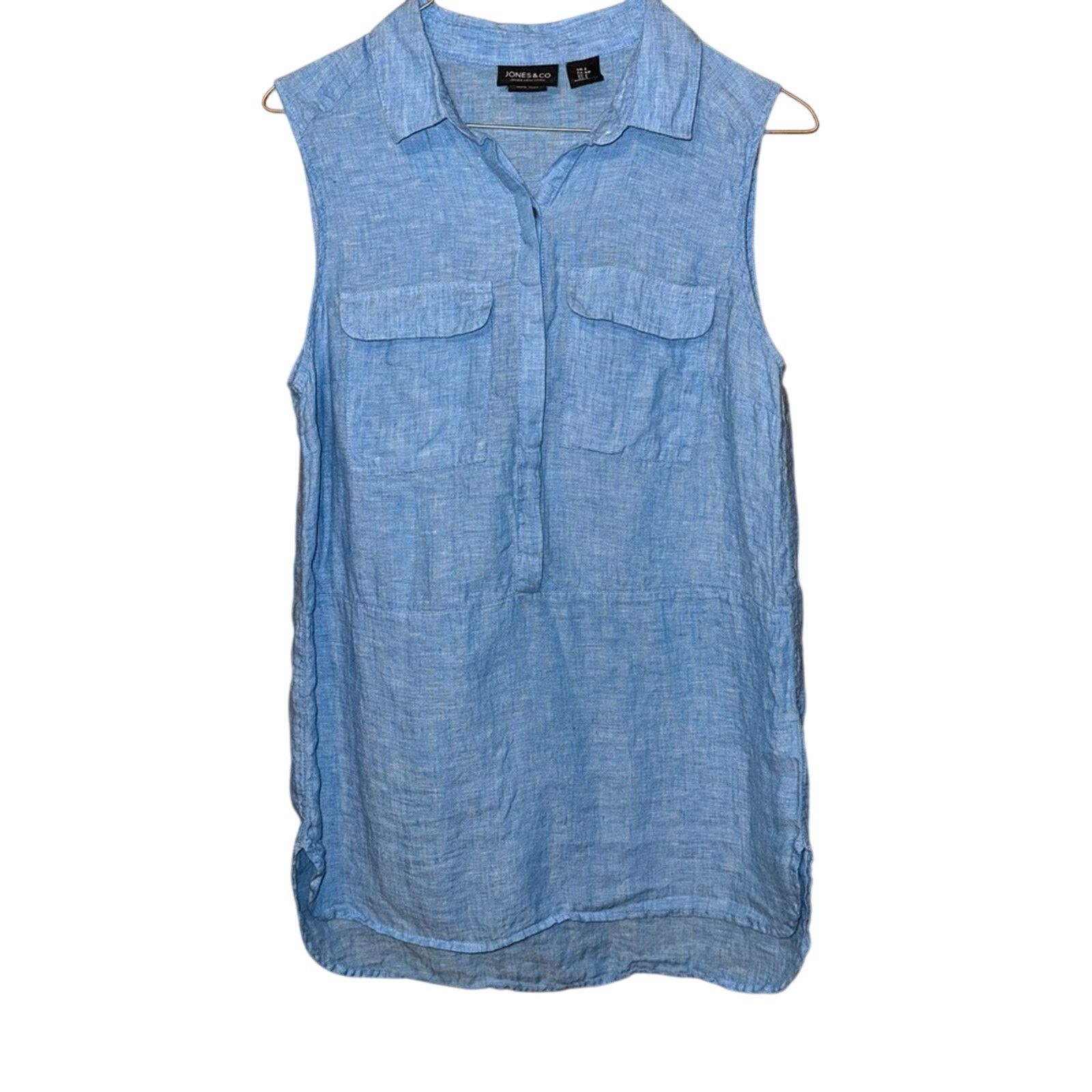 Jones New York Jones & Co Size Small 100% Linen Women's Blue Sleeveless Top Size S / US 4 / IT 40 - 1 Thumbnail