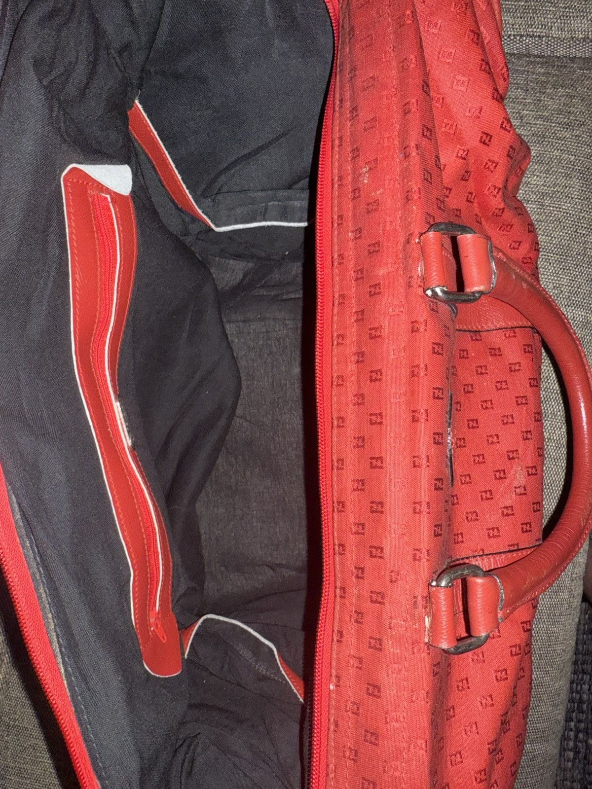 Fendi Fendi Vintage Red Monogram Canvas Duffle Travel Bag Handbag Size ONE SIZE - 8 Thumbnail