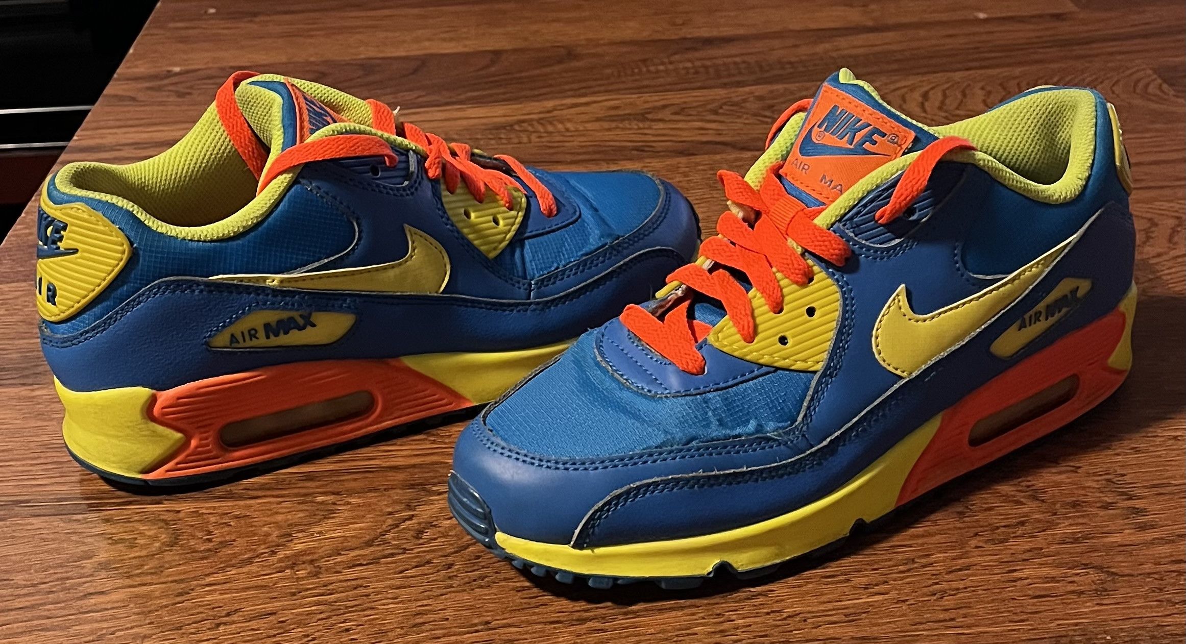 Nike Nike Air Max 90 Blue Yellow Orange Sneakers Size US 6.5 / EU 39-40 - 1 Thumbnail