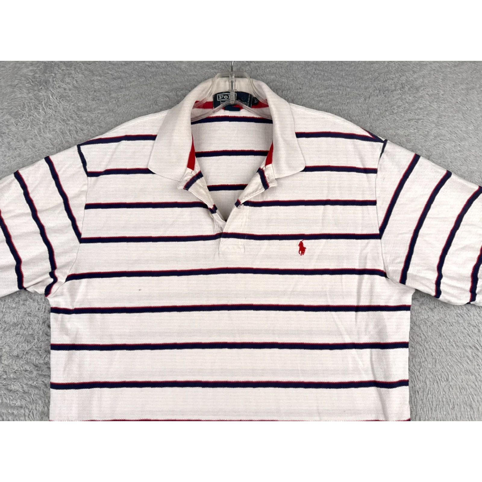 Ralph Lauren VINTAGE Ralph Lauren Polo Shirt Men Large White Black Herringbone 100% Cotton Short Sleeve Logo Embroidered Size US L / EU 52-54 / 3 - 4 Thumbnail