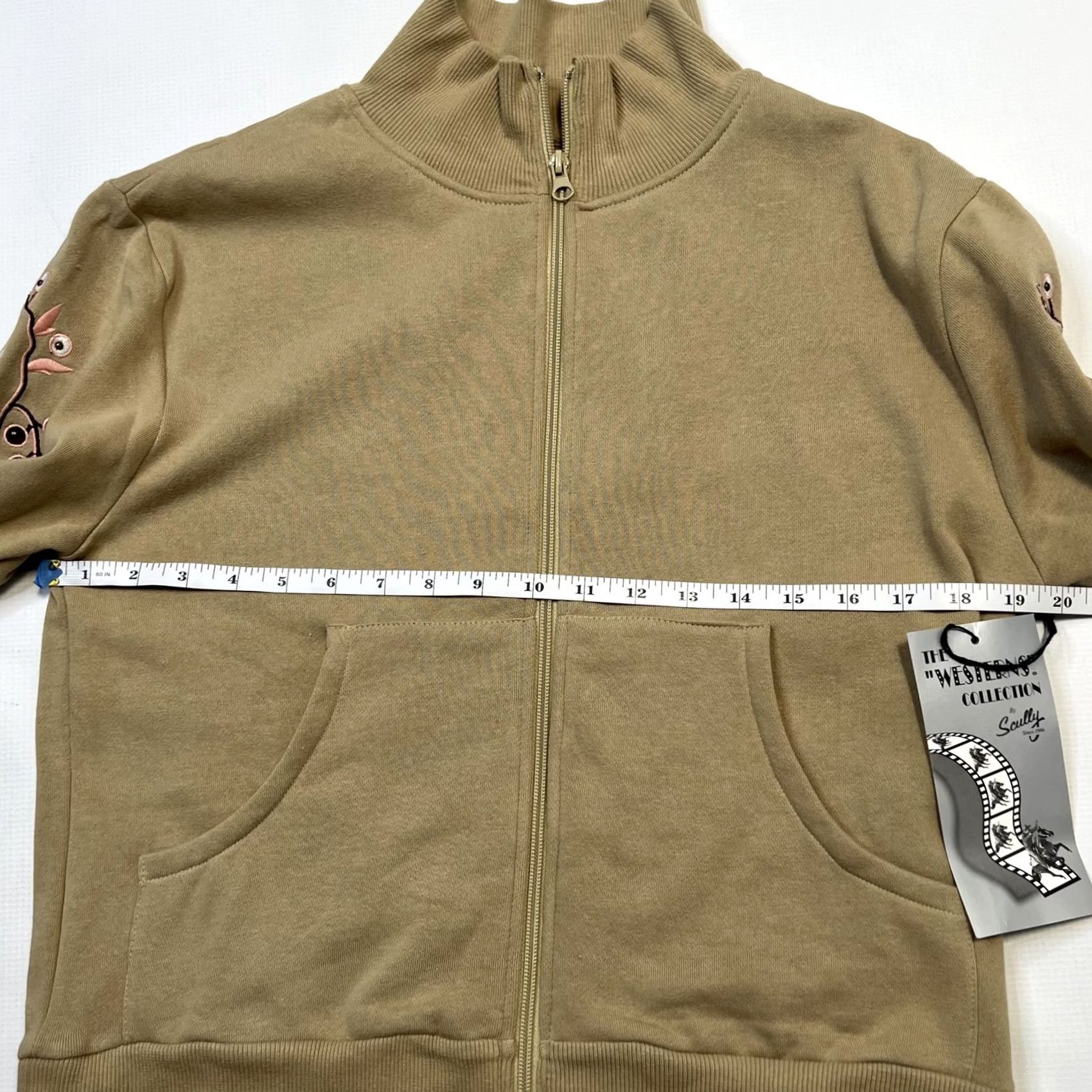 Scully Scully Jacket Womens Medium Khaki Floral Embroidered Zip Up Westerns Collection Cotton Jacket/Sweater? (Note: This needs correction) Size M / US 6-8 / IT 42-44 - 7 Thumbnail