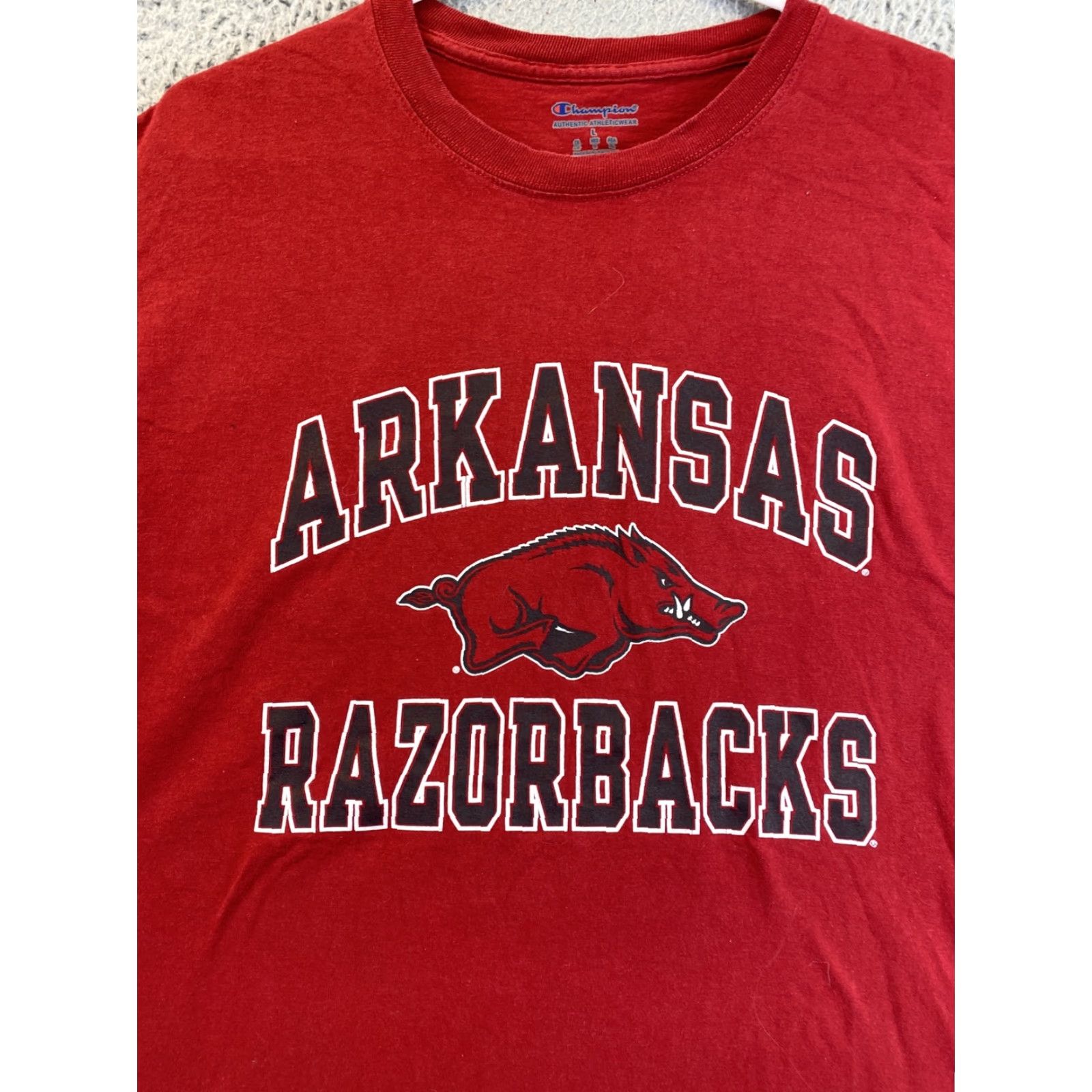 Champion VINTAGE Champion Arkansas Razorbacks Football T-Shirt L Red 90s Graphic Mens Size US L / EU 52-54 / 3 - 2 Thumbnail