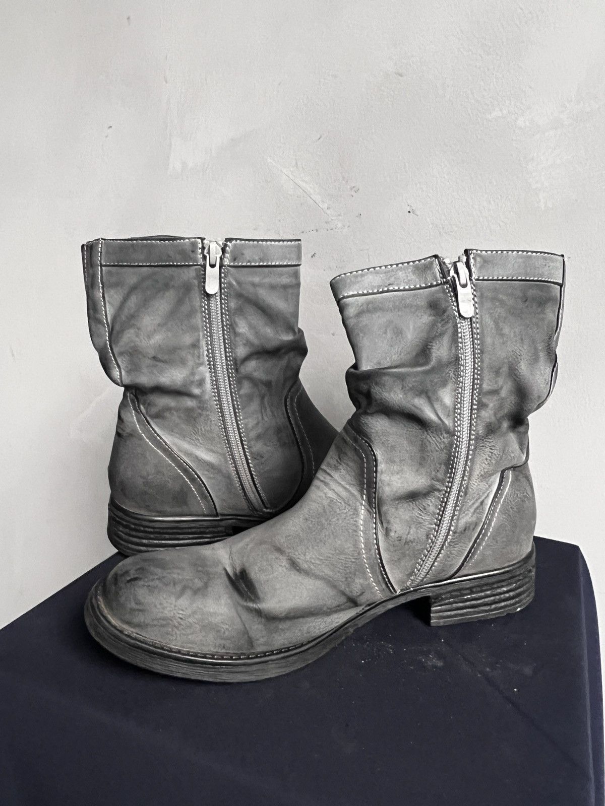 A.S.98 Grey Distressed Leather Boots engineered guidi style moto Size US 7.5 / EU 40-41 - 10 Thumbnail