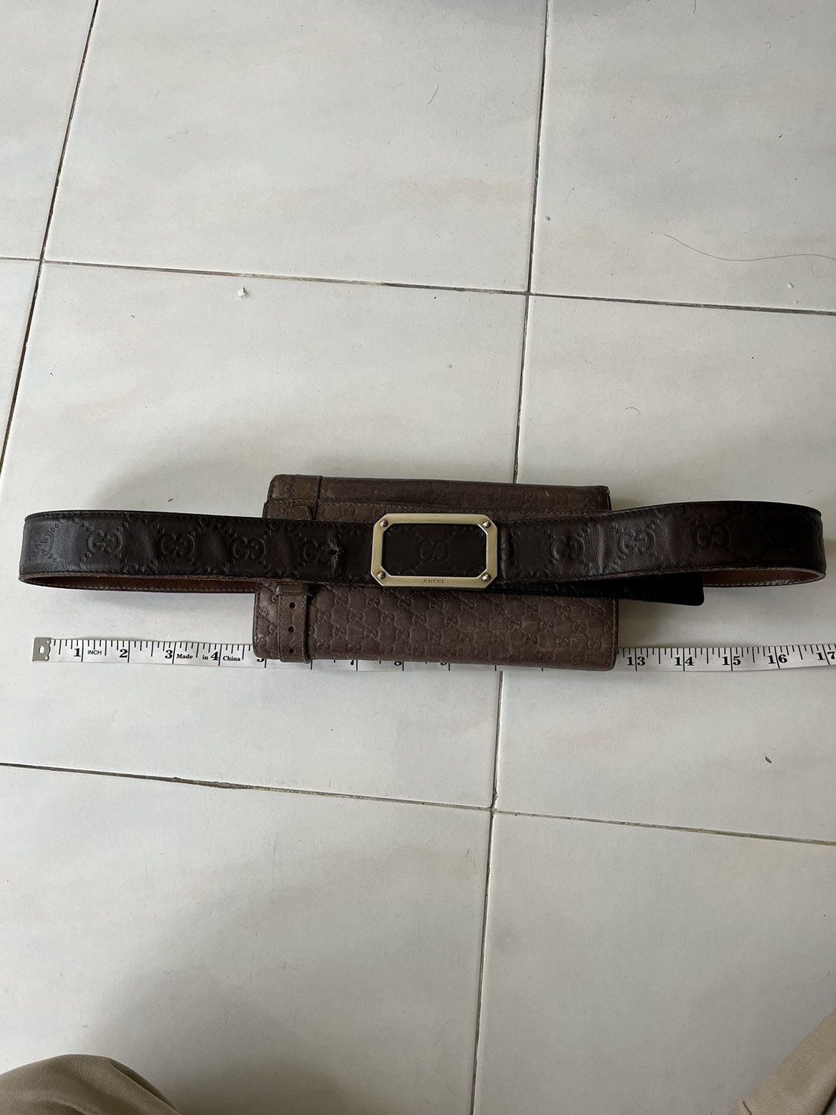 Gucci Gucci Dark Guccissima Leather Square Buckle Size ONE SIZE - 16 Thumbnail