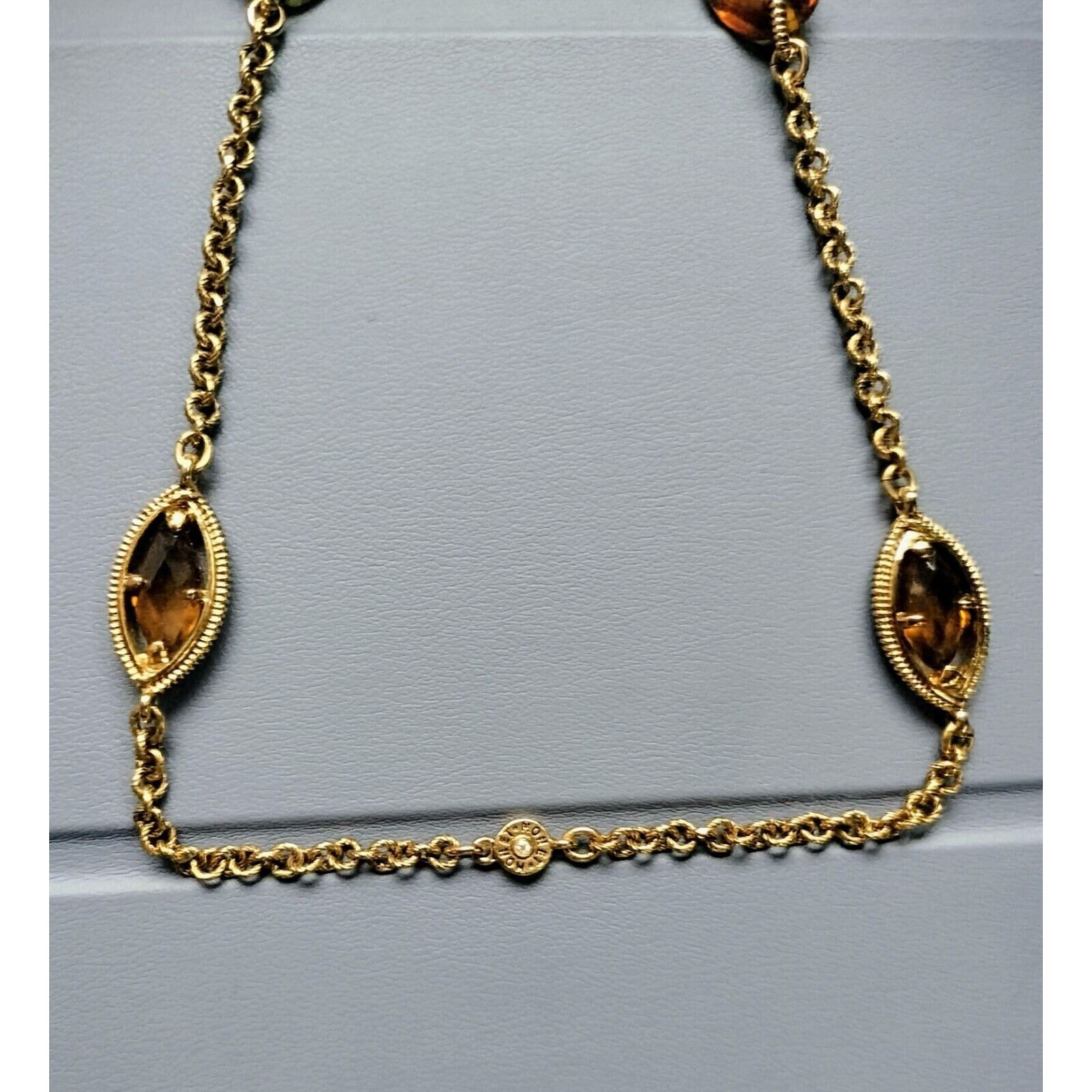 Monet Monet Necklace Vintage Gold Tone Brown Station Y Drop Size ONE SIZE - 8 Thumbnail