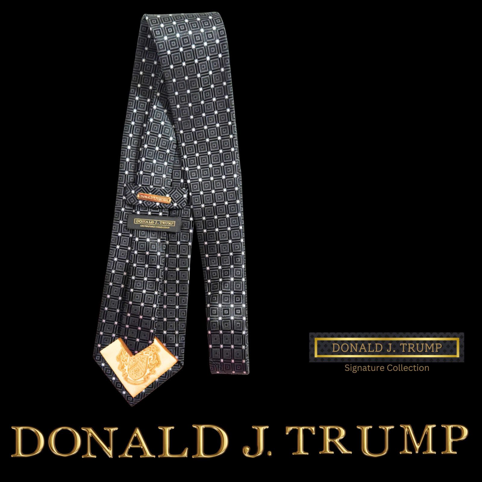 Designer NEW Donald Trump Necktie Black Silver Silk Tie Gift Box Size ONE SIZE - 3 Thumbnail