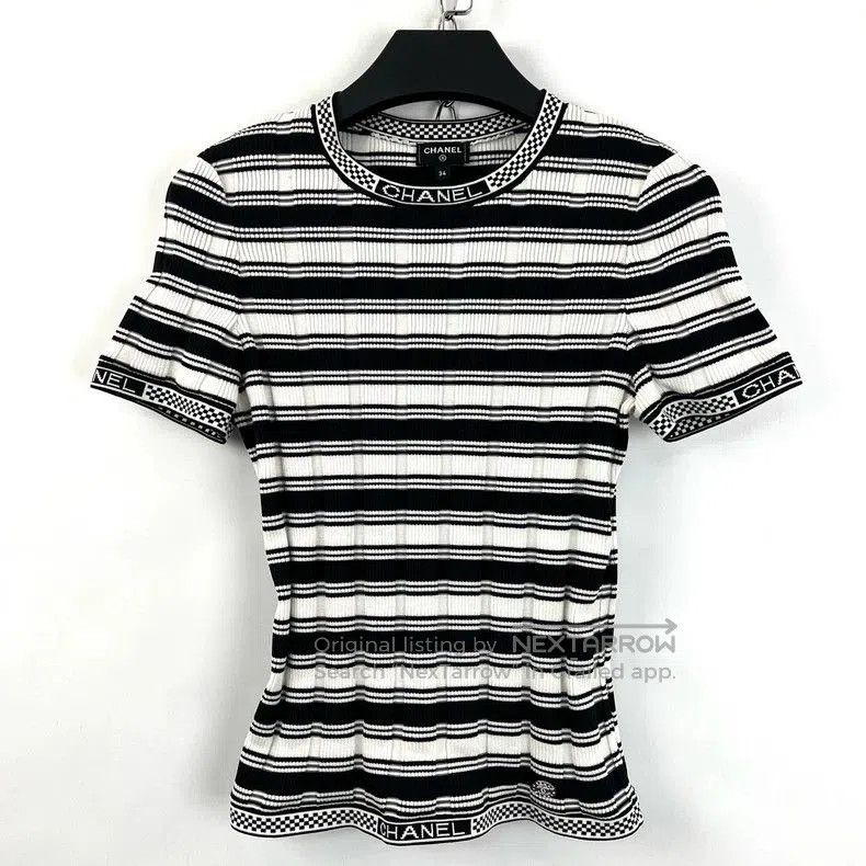 Chanel Chanel Black White Stripe Logo Knit Top. Size US M / EU 48-50 / 2 - 1 Thumbnail