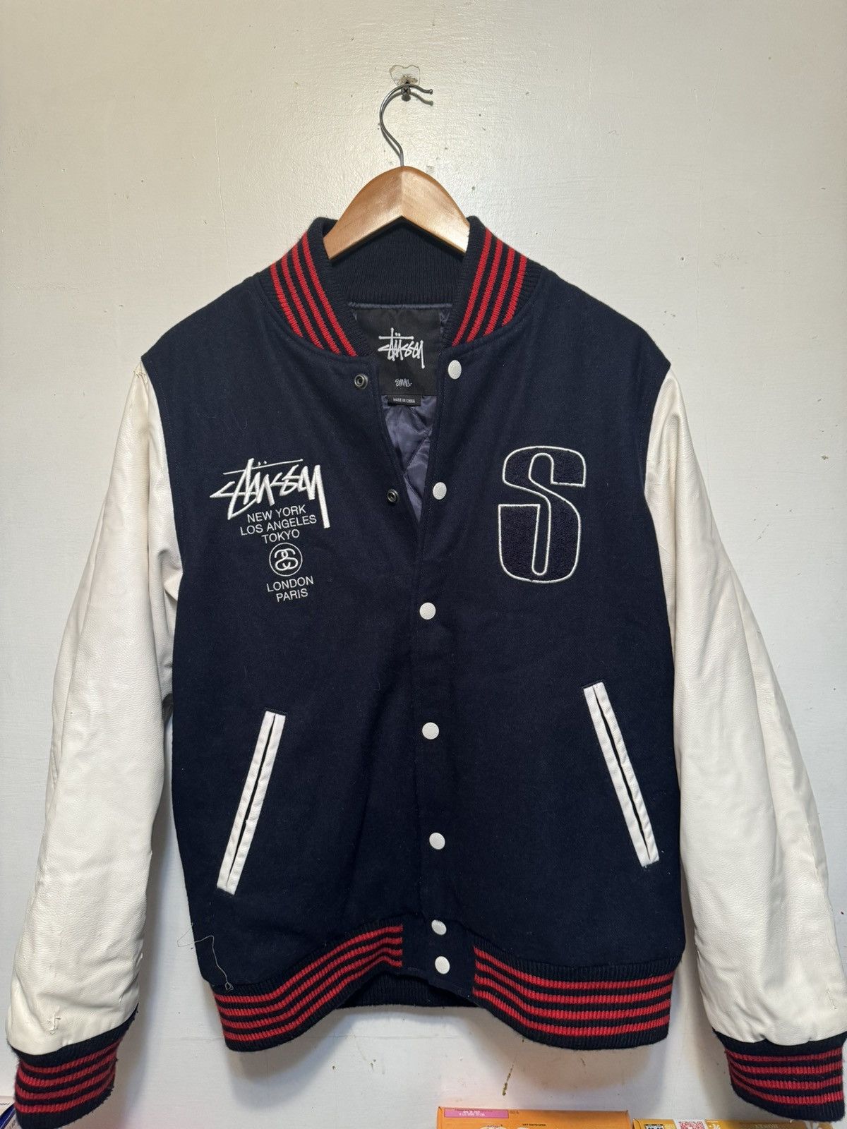 Stussy Stussy Letterman Jacket *Peeling shown” Check Picture | Grailed