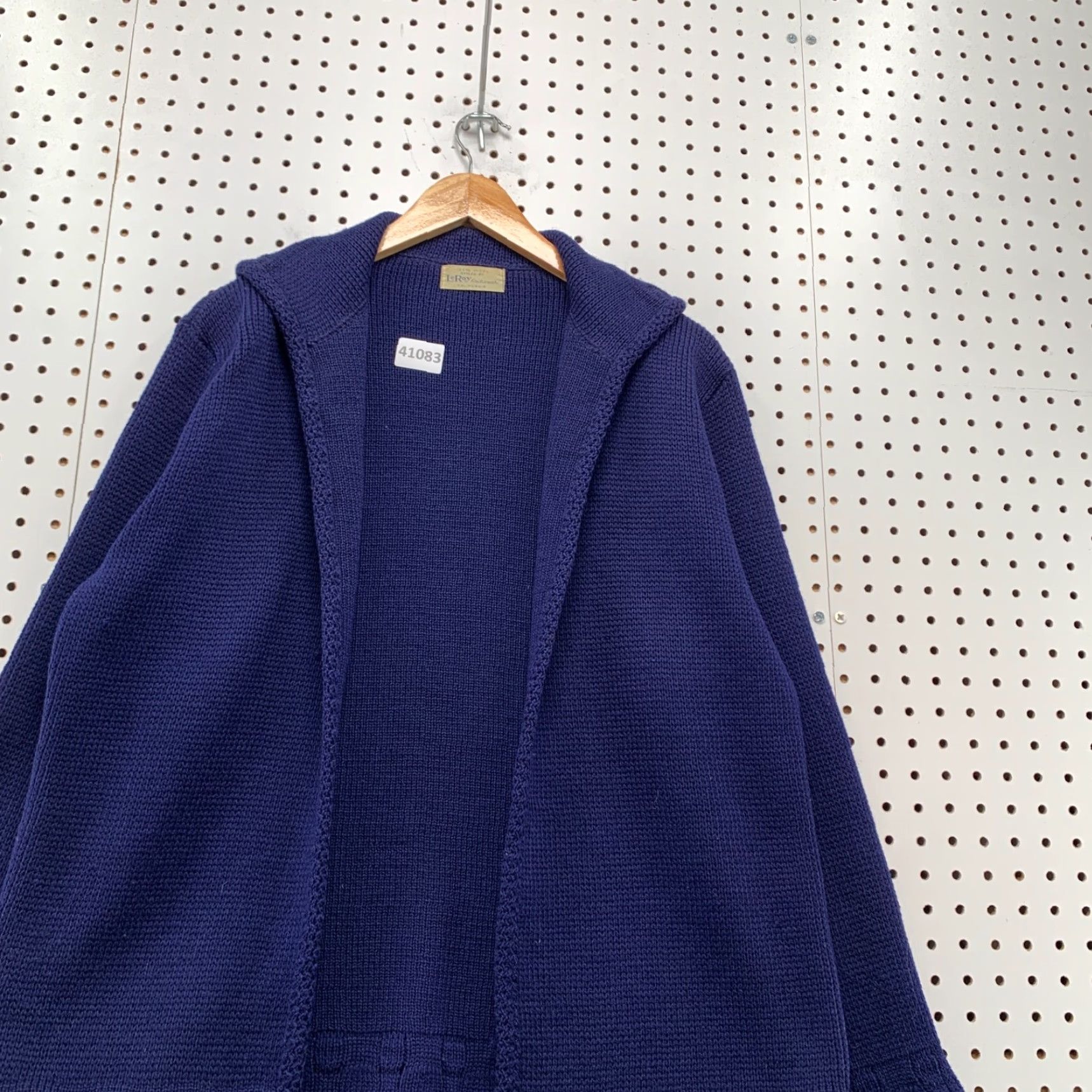 Vintage VINTAGE Le Roy Cardigan Sweater Womens Large Blue 100% Wool Chunky-Knit Long Sleeve Open Size L / US 10 / IT 46 - 6 Thumbnail
