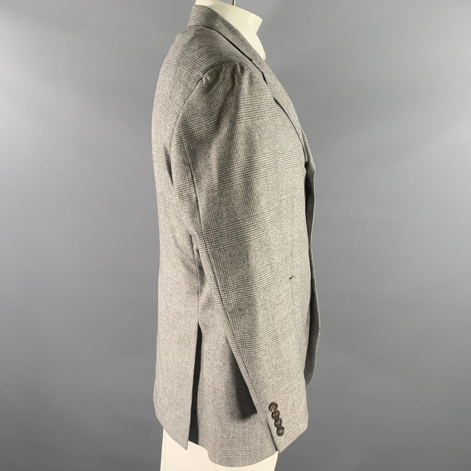 Brunello Cucinelli BRUNELLO CUCINELLI Size 46 Glen Check Cashmere Sport Coat Size 46R - 3 Thumbnail