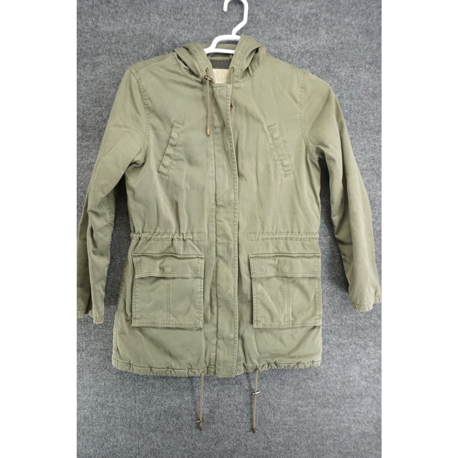 image of Banana Republic Field Jacket Mens Small Military Olive Green Lined Hooded Army in White