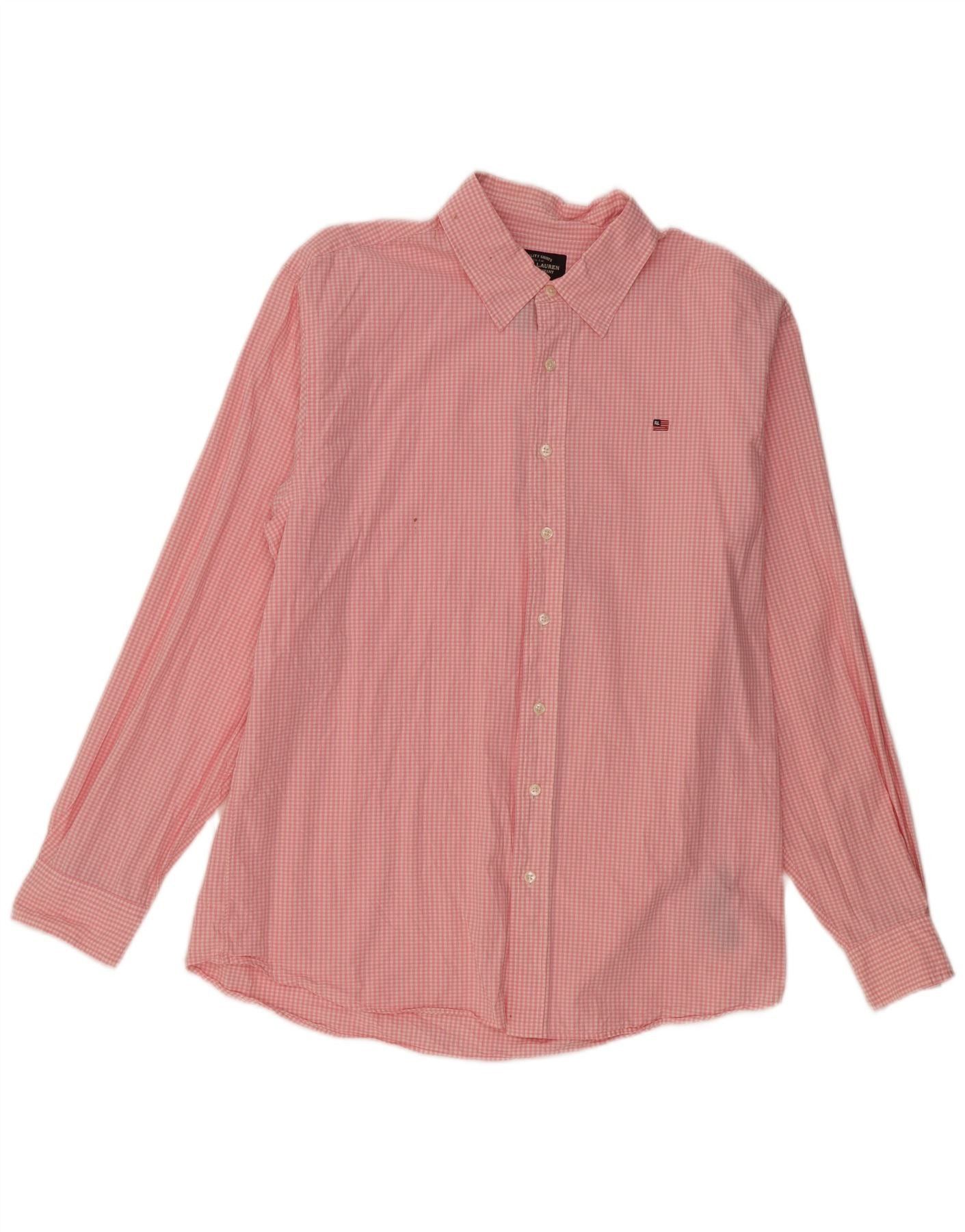 Ralph Lauren Mens Shirt XL Pink Gingham Cotton Size US XL / EU 56 / 4 - 1 Thumbnail