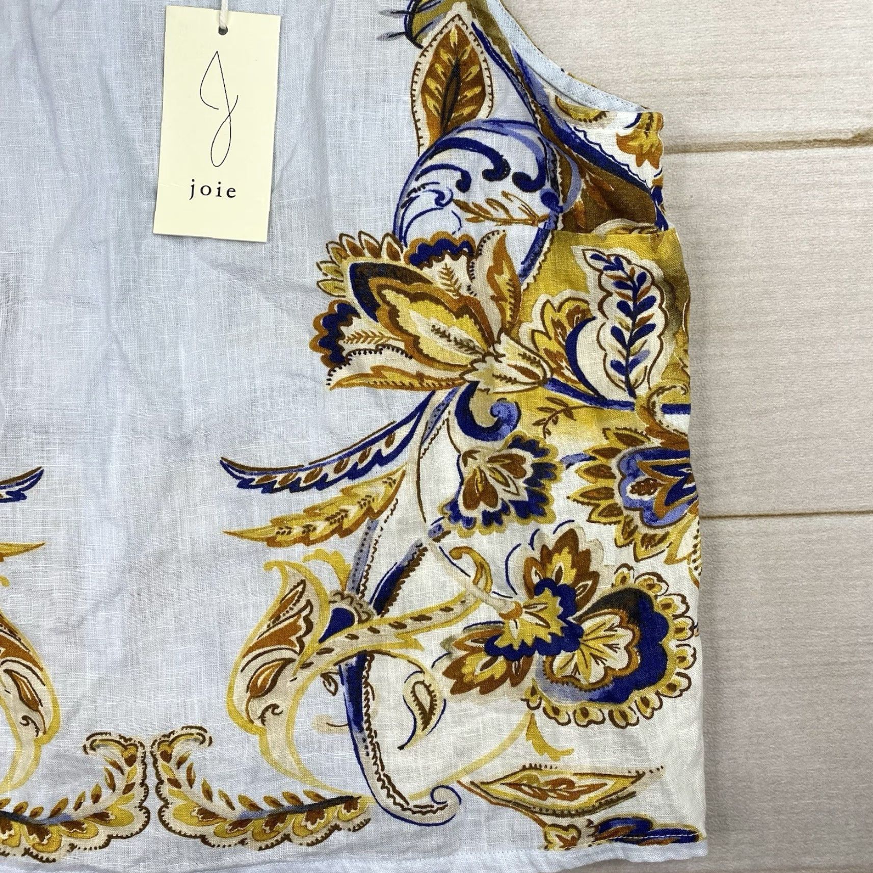 Joie JOIE Linen Top Women L Button-Up Beach Colorful Floral Sleeveless V-Neck Blue - NWT, Lightweight, Spring/Summer, Casual, Regular Fit Size L / US 10 / IT 46 - 2 Thumbnail
