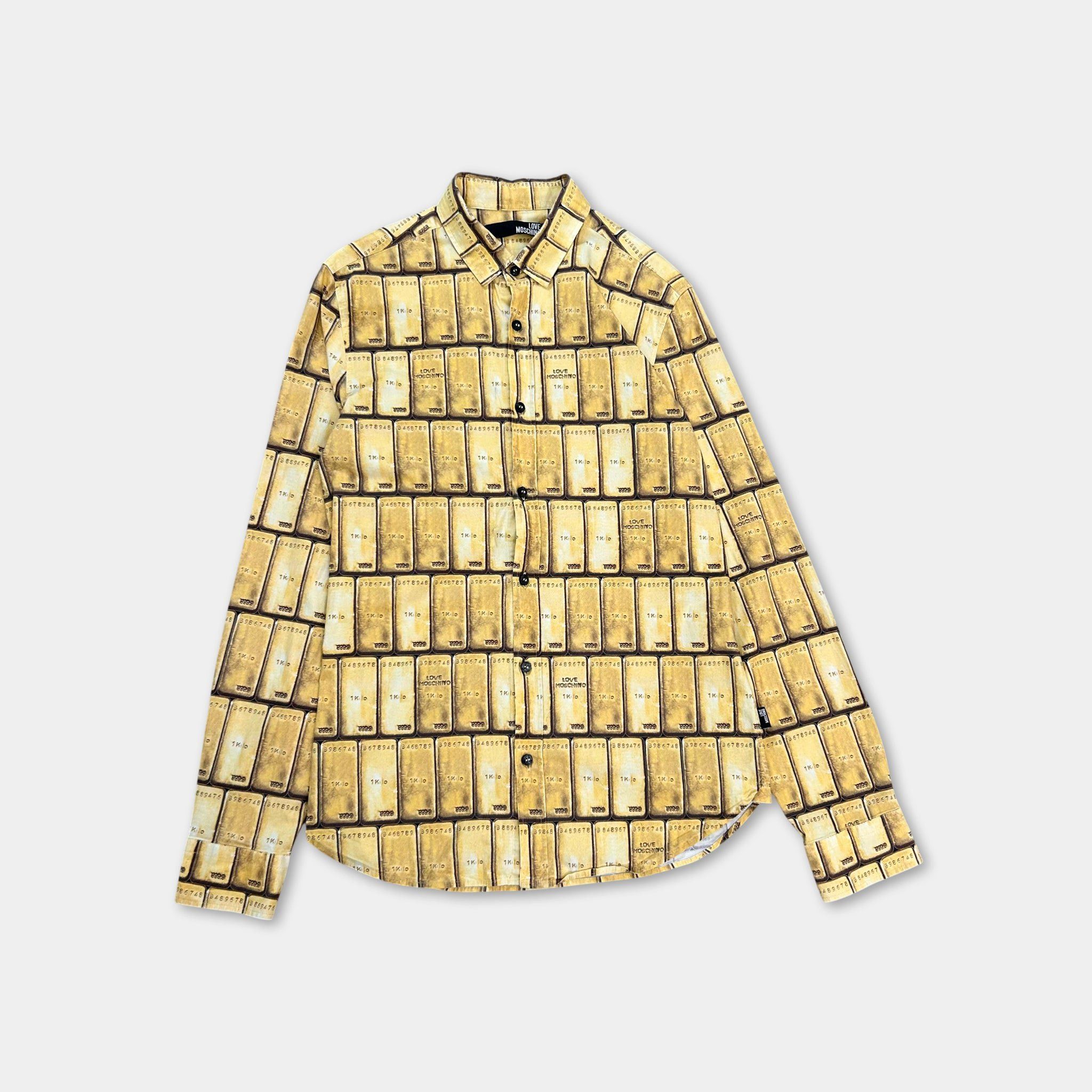 Moschino Love Moschino Gold Ingot Print Button Shirt Size US M / EU 48-50 / 2 - 1 Thumbnail