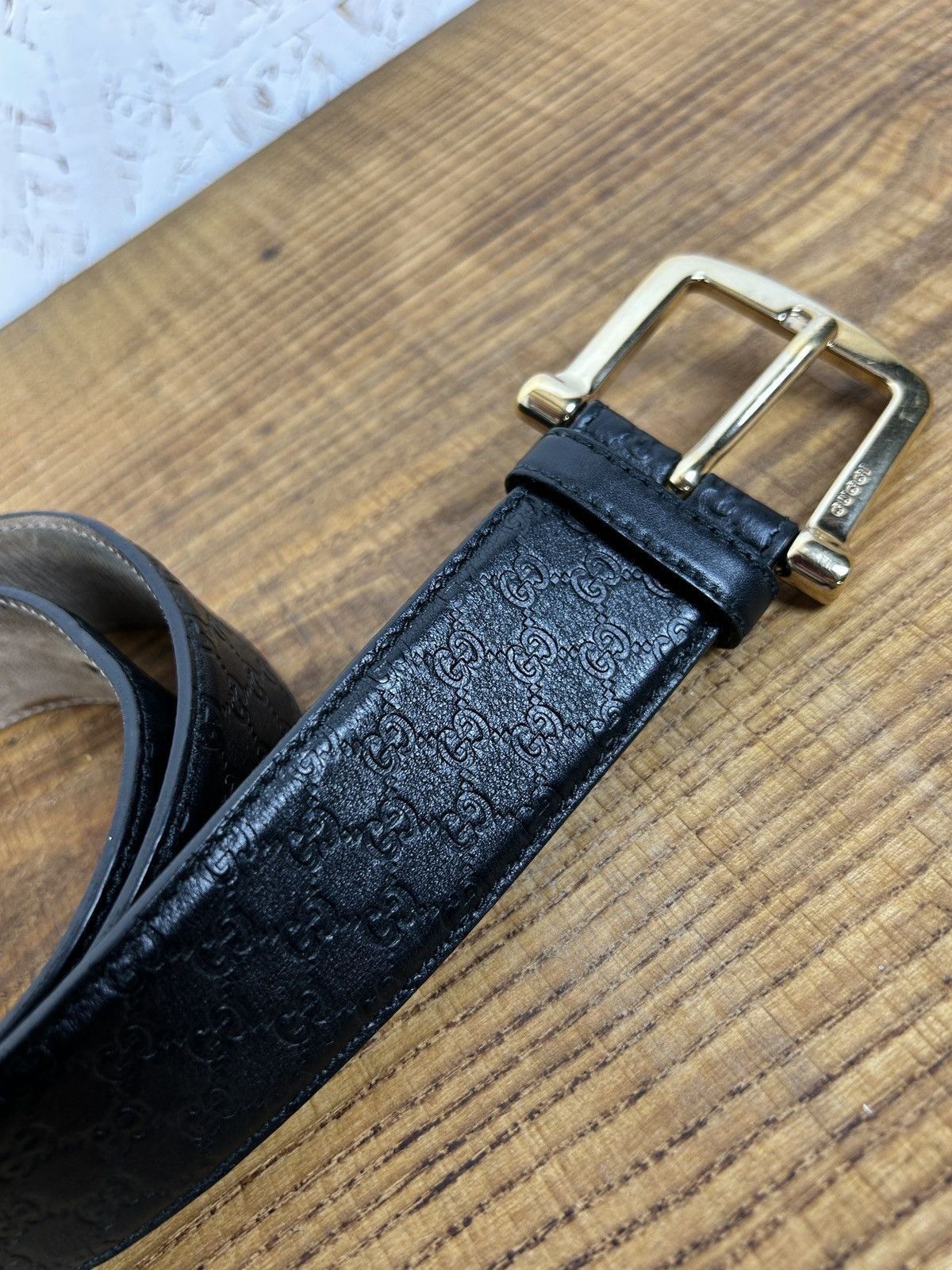 Gucci Gucci GG Micro Guccissima Leather Belt Black 281548 80/32 Size ONE SIZE - 2 Thumbnail