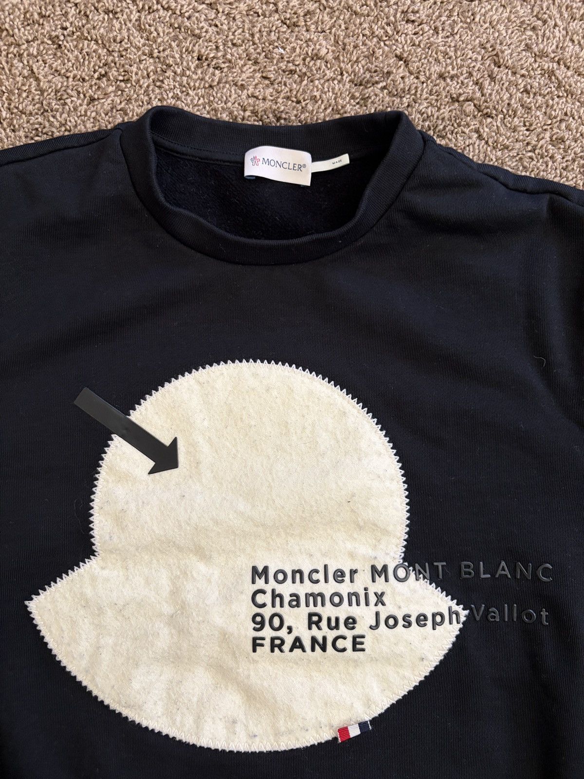 Moncler Moncler Black Crewneck Sweatshirt Size US M / EU 48-50 / 2 - 2 Thumbnail