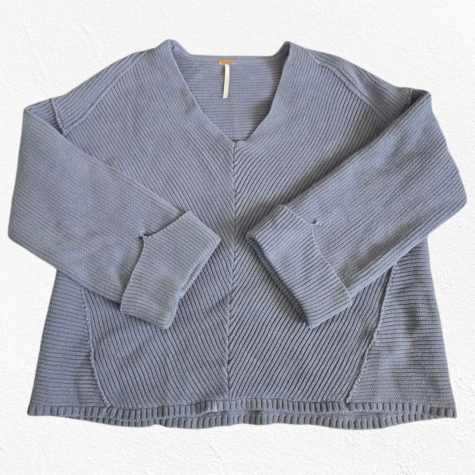 Free People Free People Slate Blue Gray La Brea Sweater Size Small Size S / US 4 / IT 40 - 2 Thumbnail