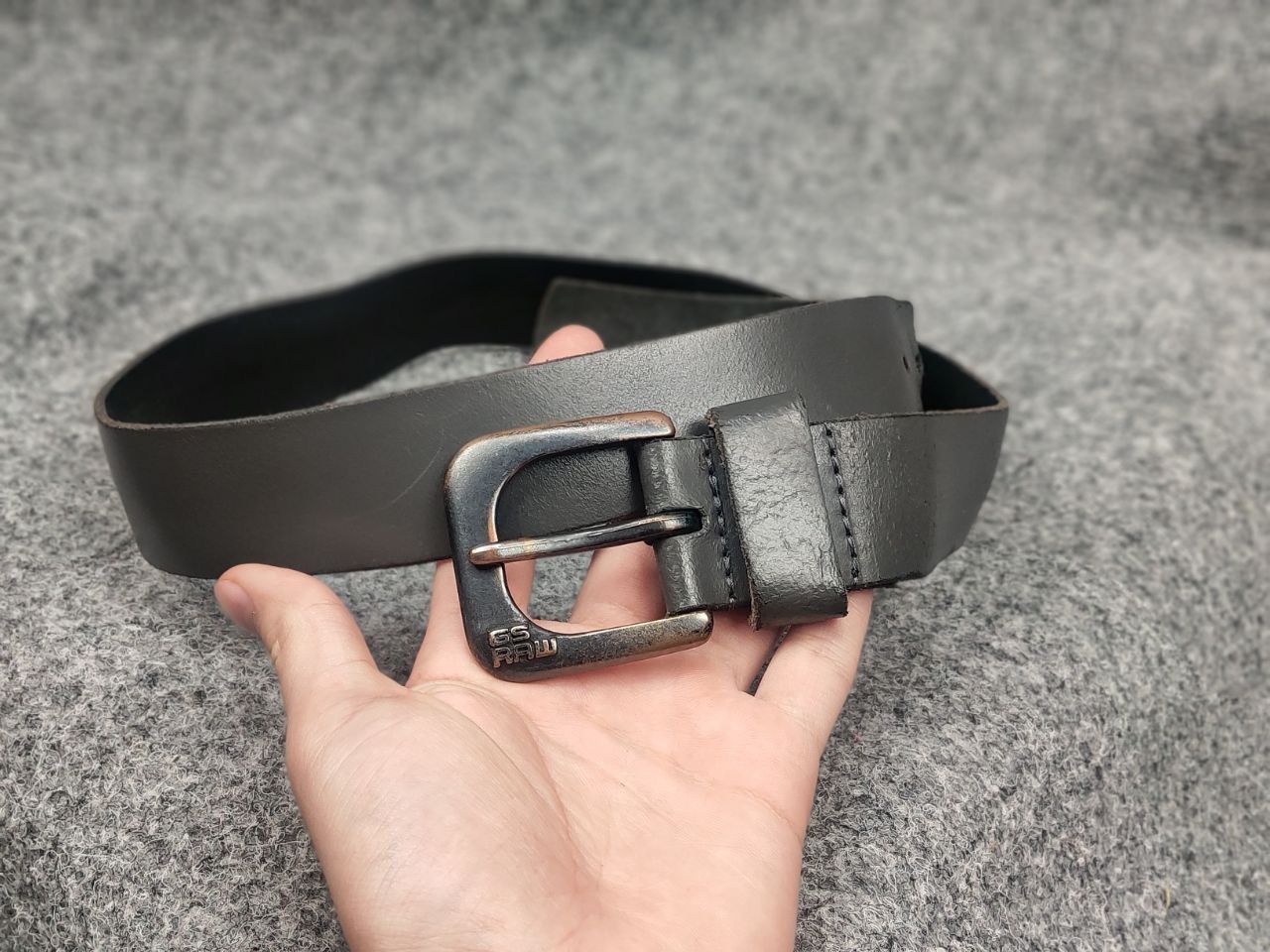 G-Star G Star raw Gray Leather Mini Logo Vintage Style Belt Y2K Size ONE SIZE - 4 Thumbnail