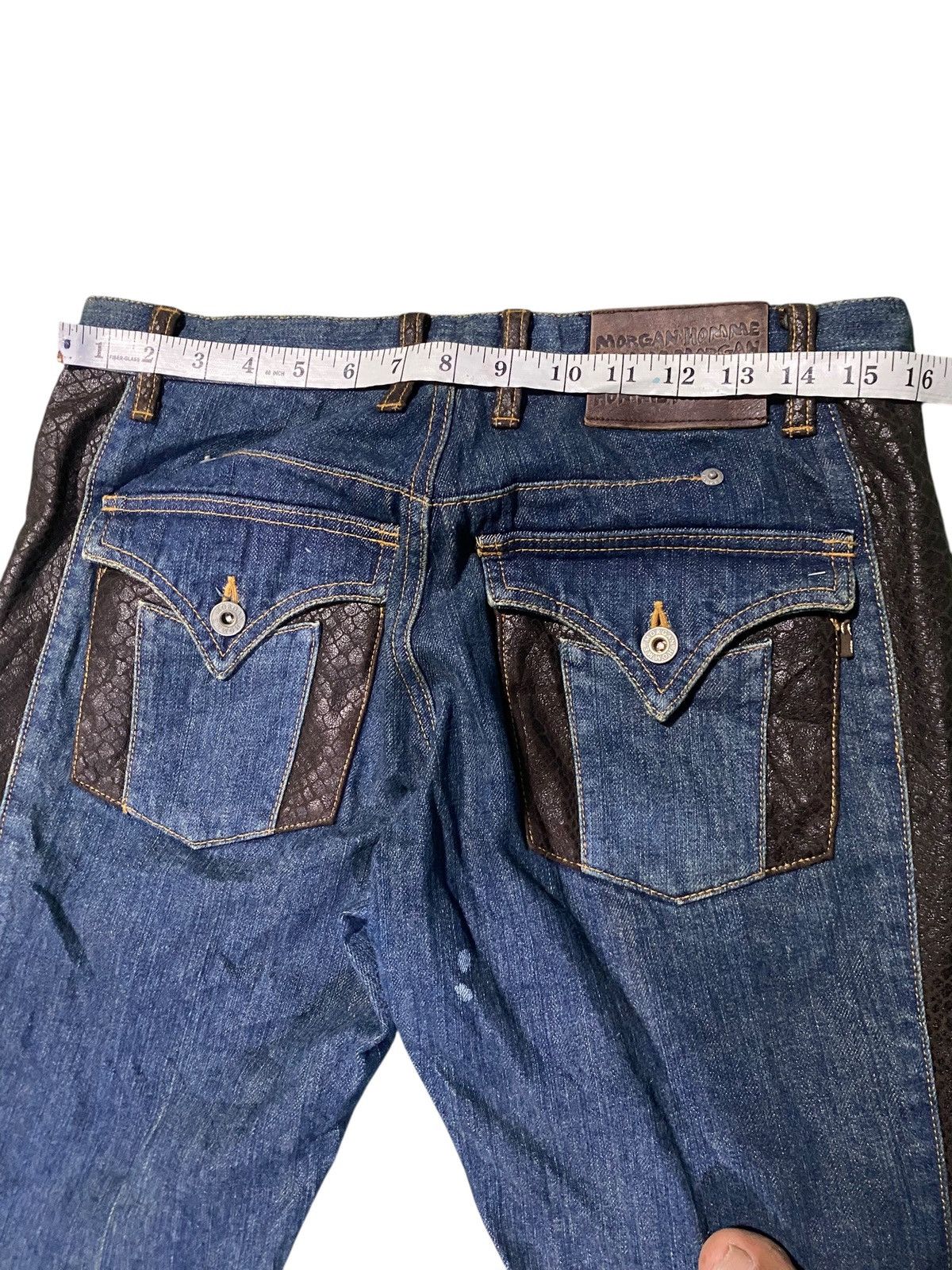 Morgan Homme Morgan Homme Denim Jeans snake Leather Biker Flare Bootcut Size US 32 / EU 48 - 10 Thumbnail