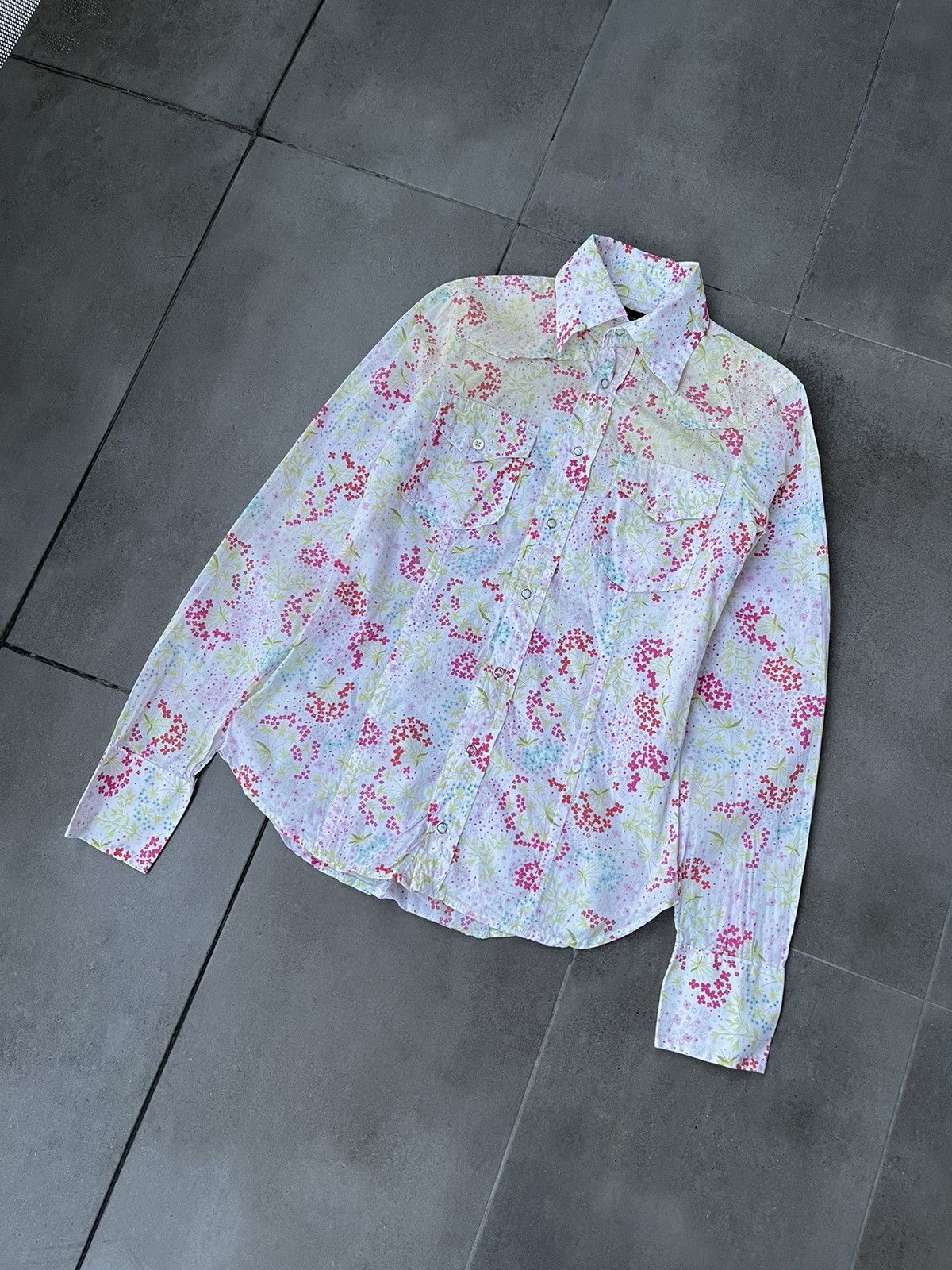 Dsquared2 Dsquared2 Flower All Over Print White Button Up Shirt Size M / US 6-8 / IT 42-44 - 2 Thumbnail