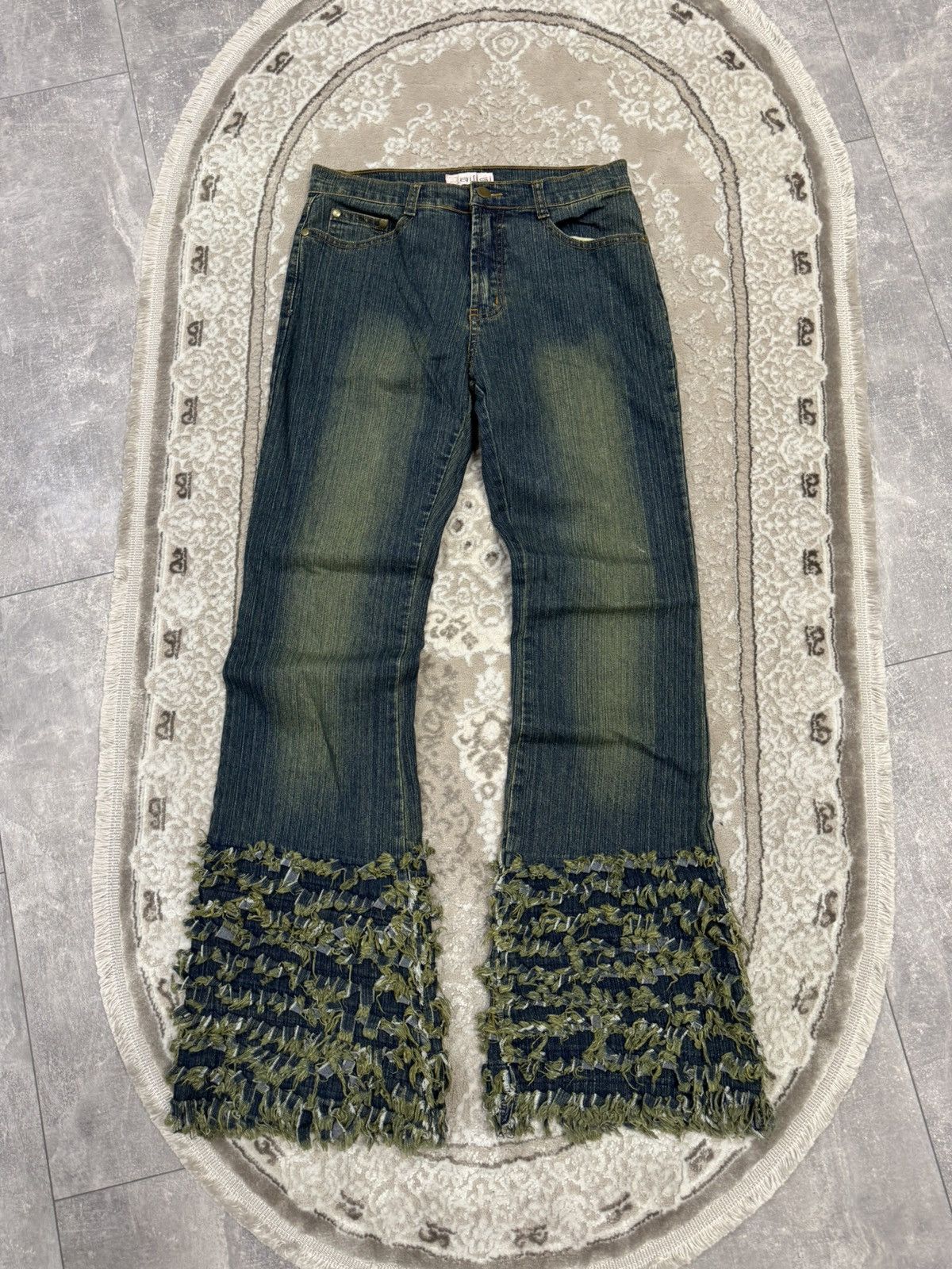 If Six Was Nine Japanese Flared Denim Bootcut Y2K Avant Garde Jeans Size US 31 - 1 Thumbnail