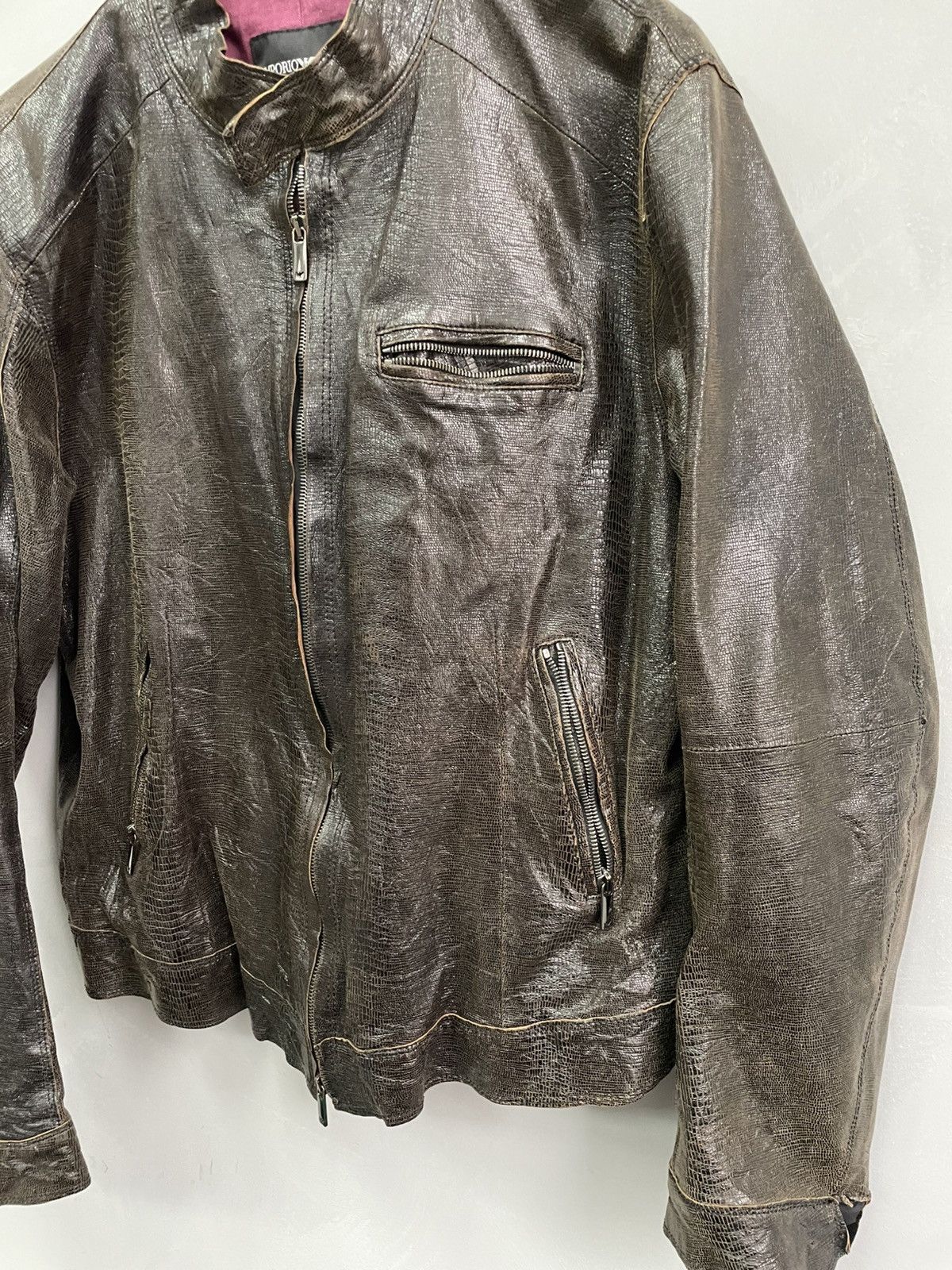 Emporio Armani VINTAGE iguana LEATHER EMPORIO armani AVANT GARDE JACKET 90s Size US L / EU 52-54 / 3 - 6 Thumbnail