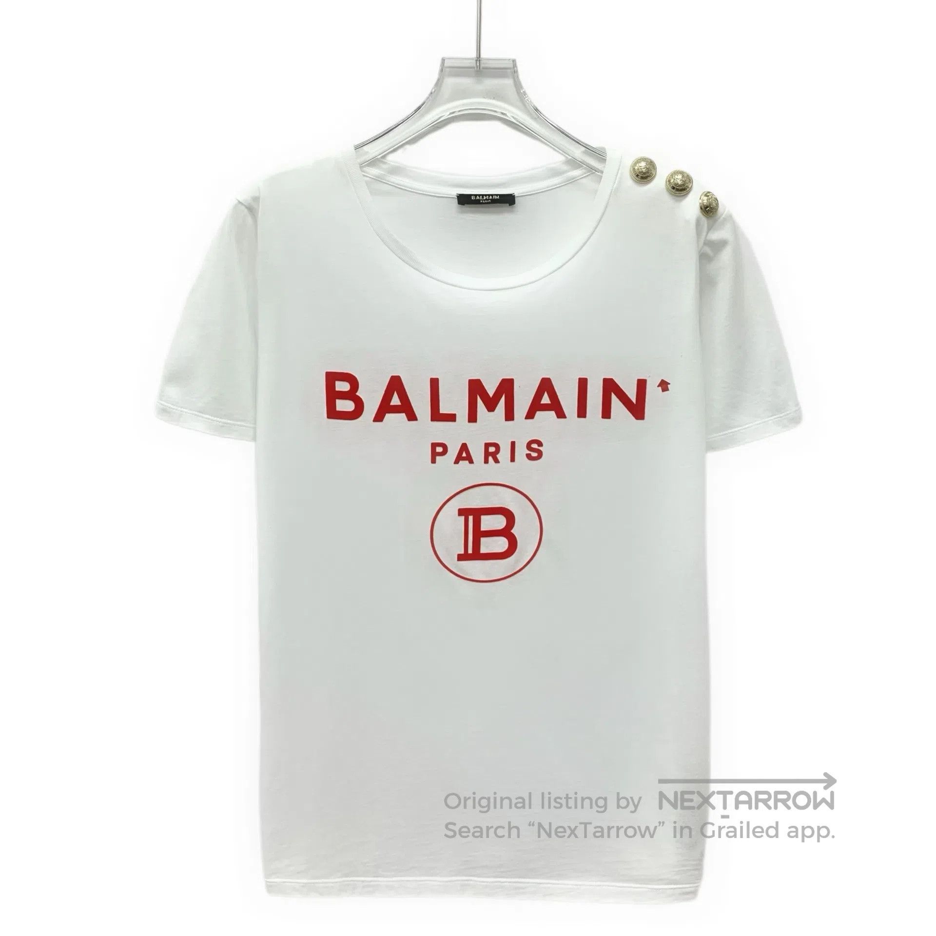 Balenciaga Balenciaga White Logo Letter Printed Cotton Crewneck Short Size US M / EU 48-50 / 2 - 1 Thumbnail