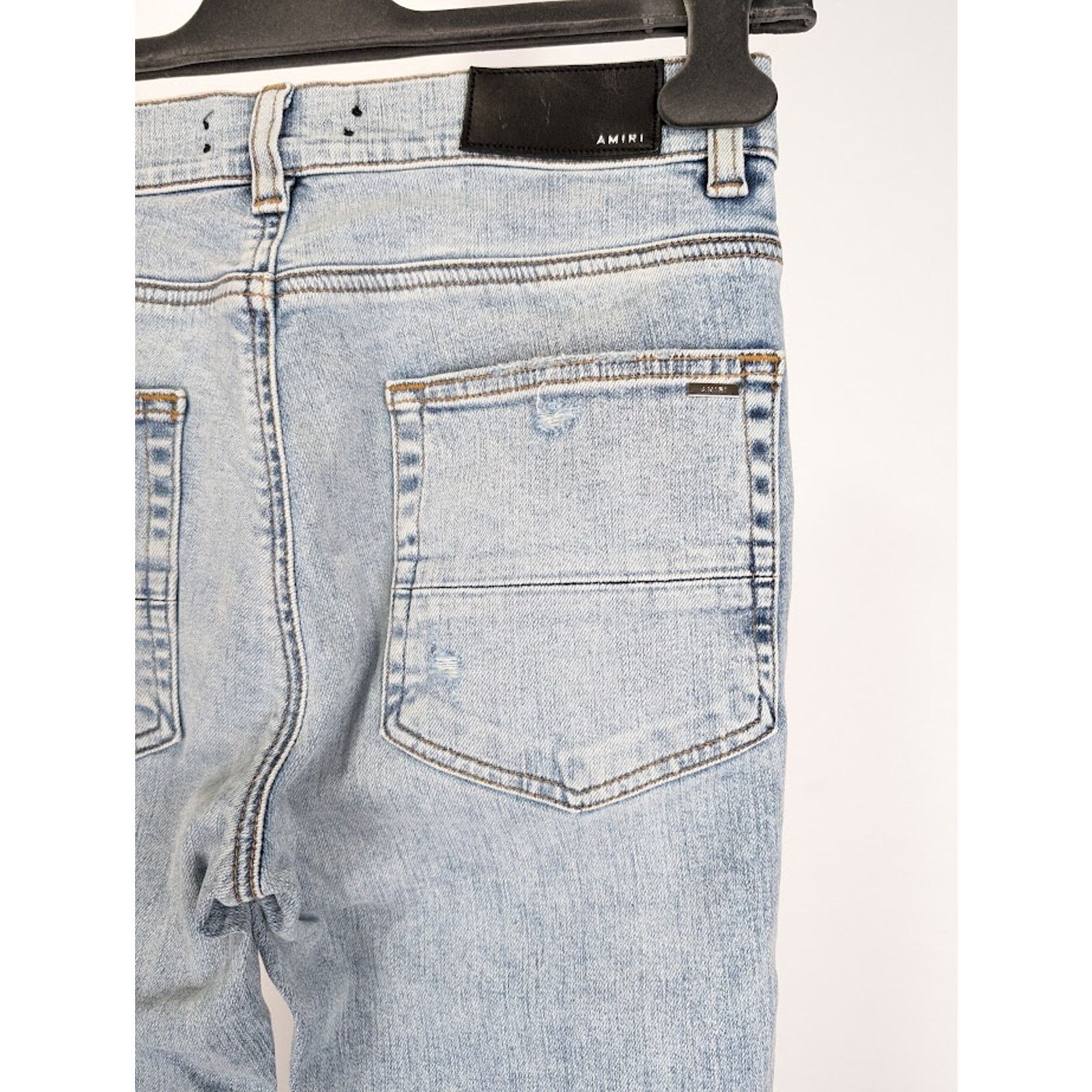Amiri o1rshd1 Pajama Art Patch Jeans in Light Blue Size US 33 - 18 Thumbnail