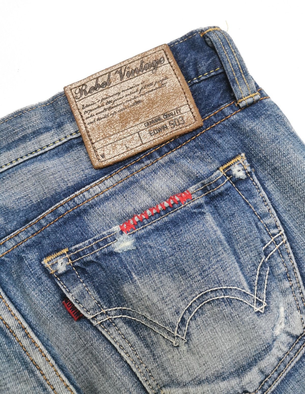 Edwin Edwin Rebel Vintage 503 Repaired Faded Denim Jeans Size US 32 / EU 48 - 9 Thumbnail
