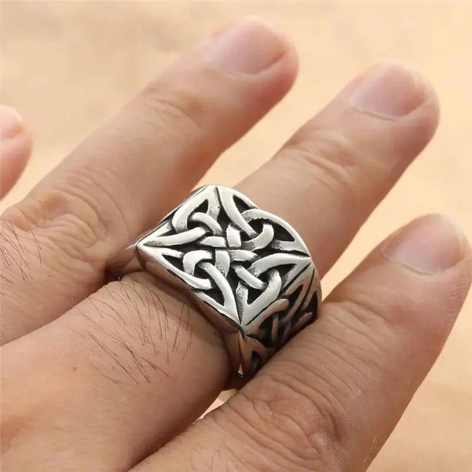 Jewelry Stainless Steel Classic Celtic Totem Square Ring Size ONE SIZE - 1 Thumbnail