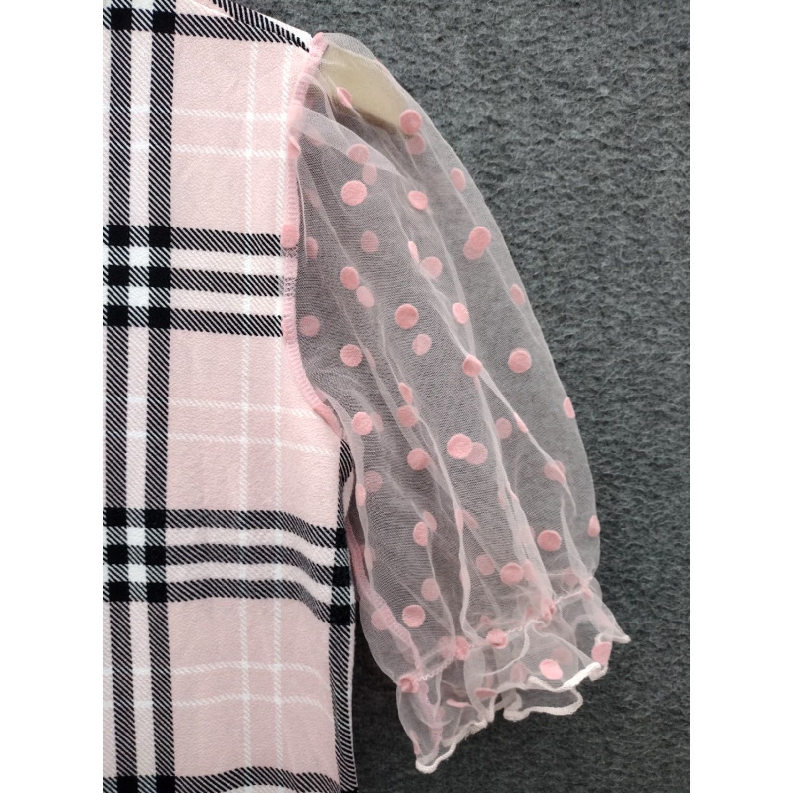 Bell Alison Andrews Women's S Lace Ruffle Bell Sleeve Dress Shirt Dress Pink Plaid Polka Dot Collection 90s Inspired Size S / US 4 / IT 40 - 7 Thumbnail