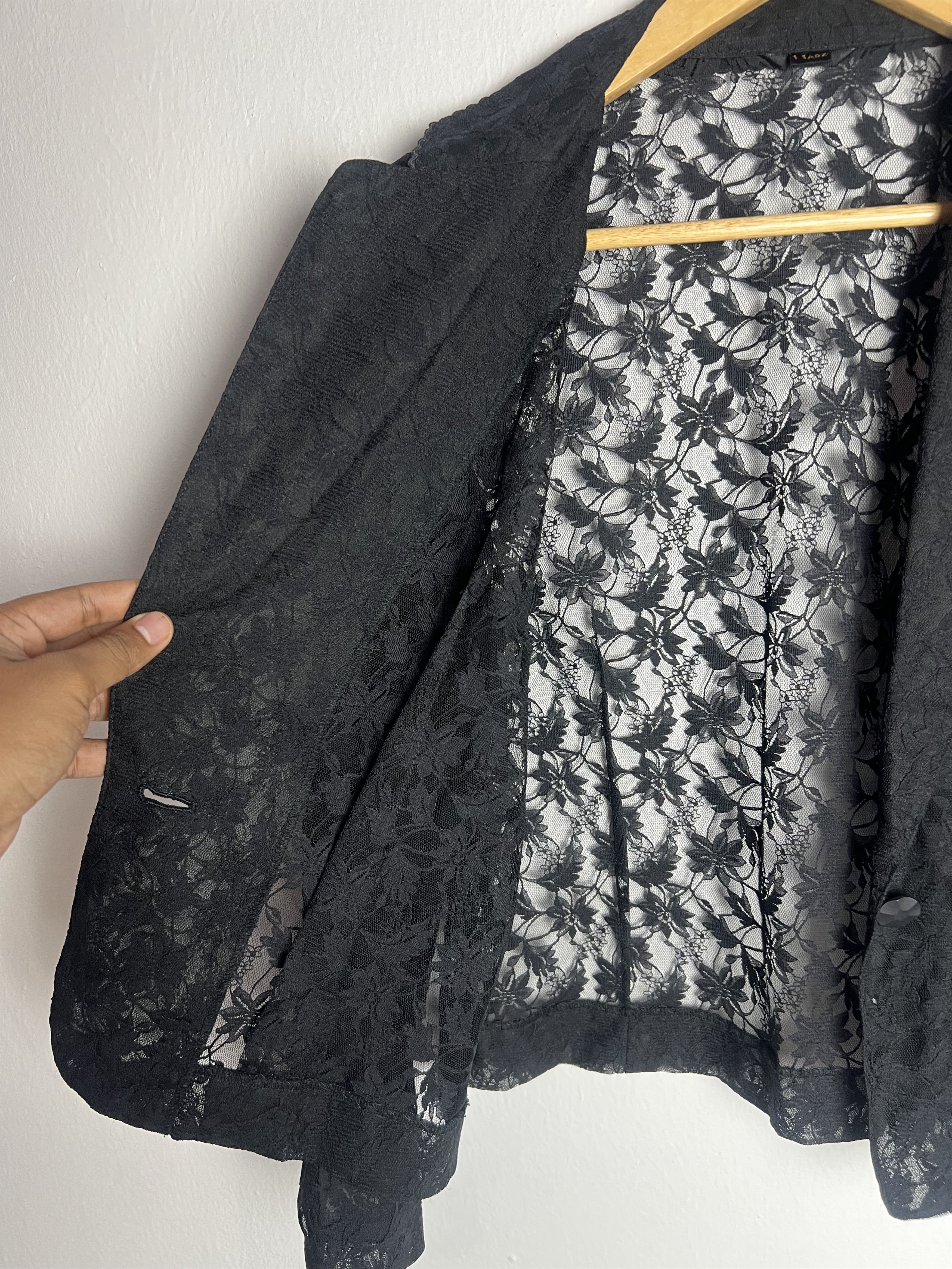 Japanese Brand Vintage Japan Black Lace Blazer Jacket Size M / US 6-8 / IT 42-44 - 10 Thumbnail