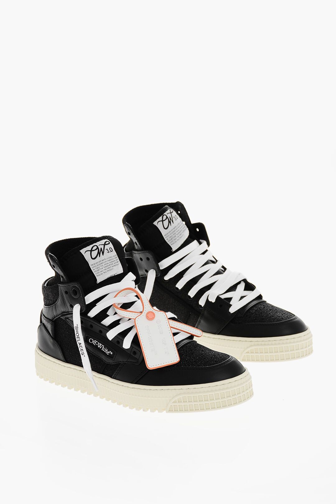 Off-White og1mm1125 Glittered Leather 3.0 Off Court Hi-Top Sneakers Size US 7 / IT 37 - 2 Thumbnail