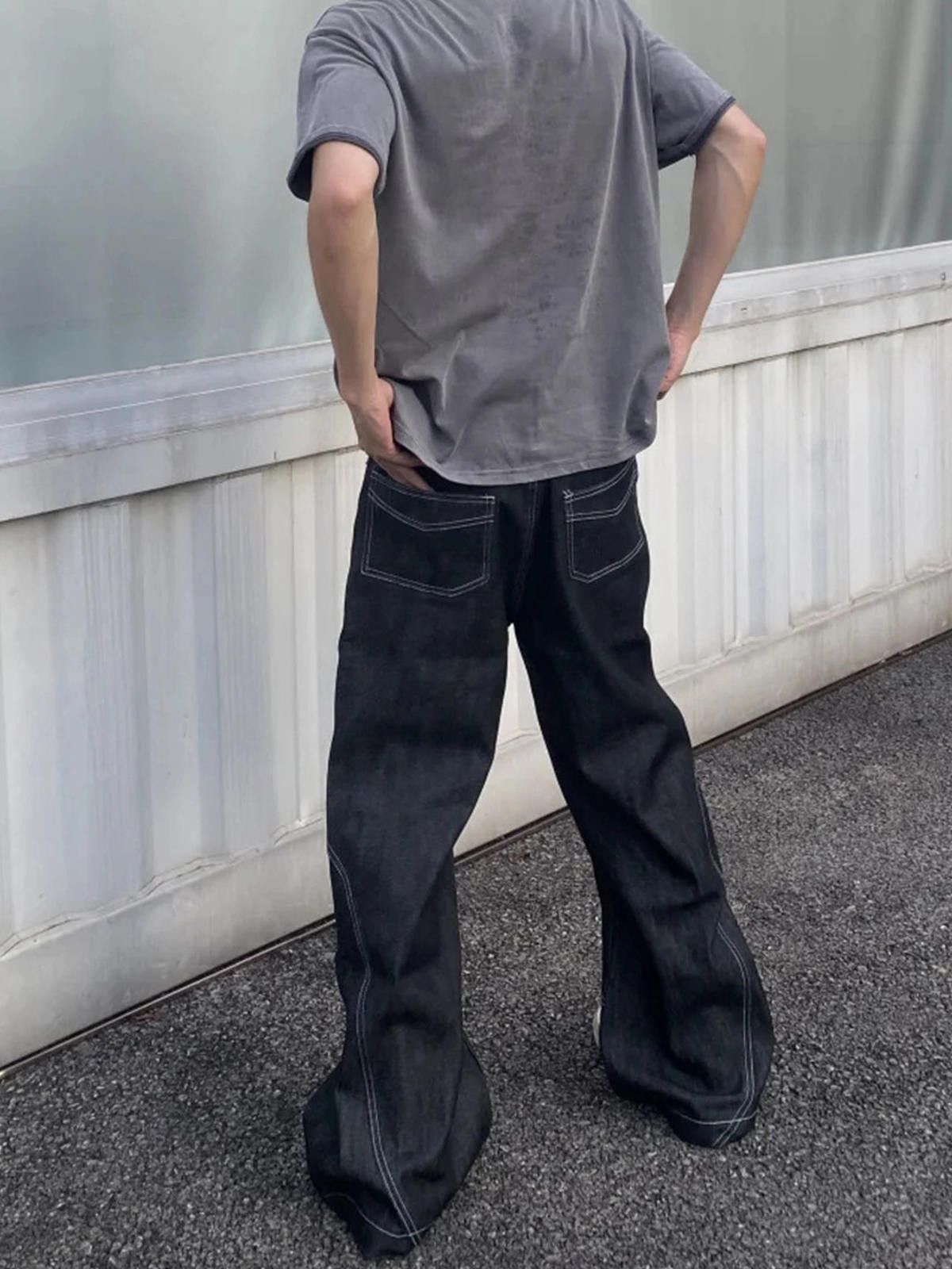Other Black Wide Leg Denim Jeans, Loose Fit Baggy Jeans Size US 30 / EU 46 - 3 Thumbnail