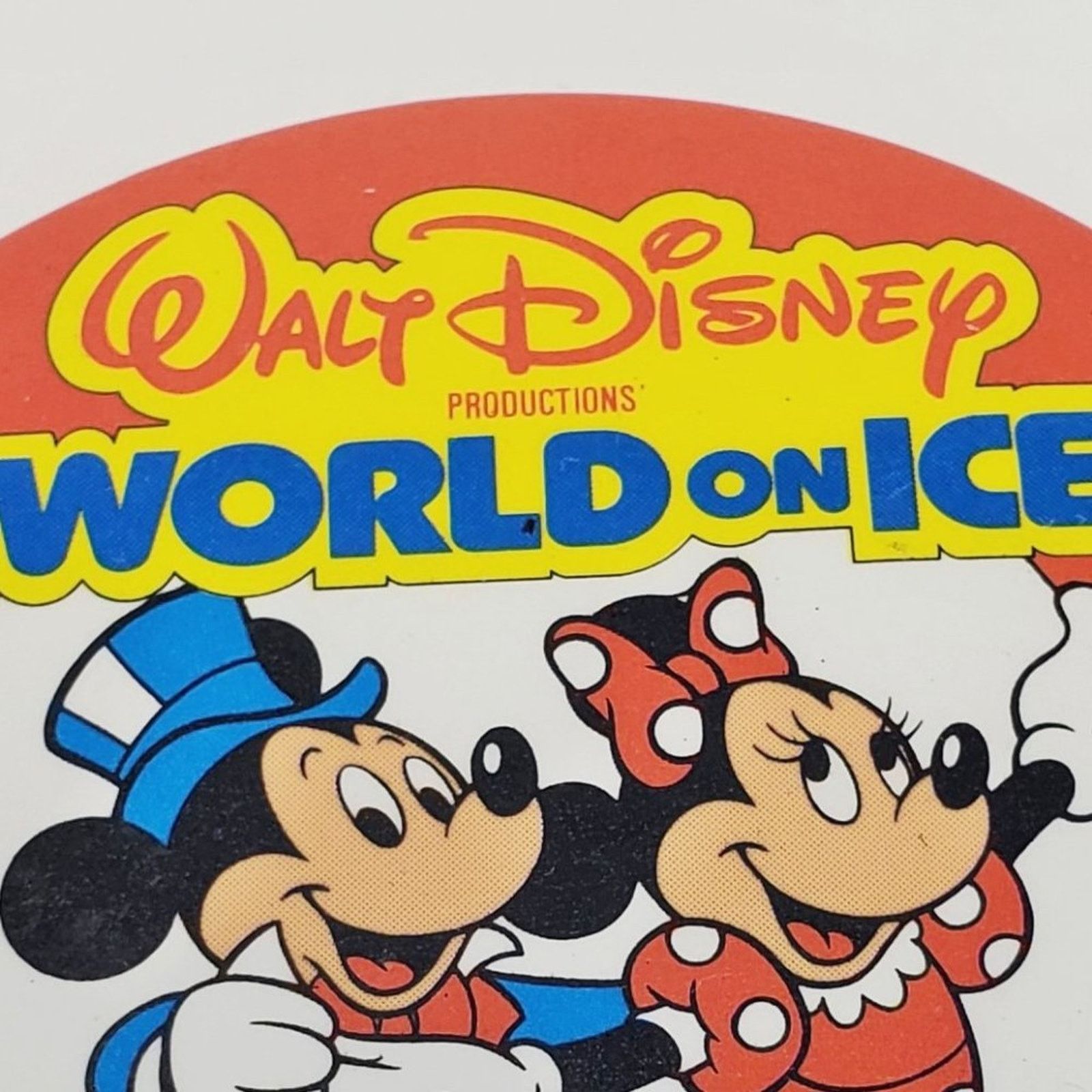Disney VTG 80s Disney Production Word on Ice Minnie & Mickey Button Size ONE SIZE - 3 Thumbnail