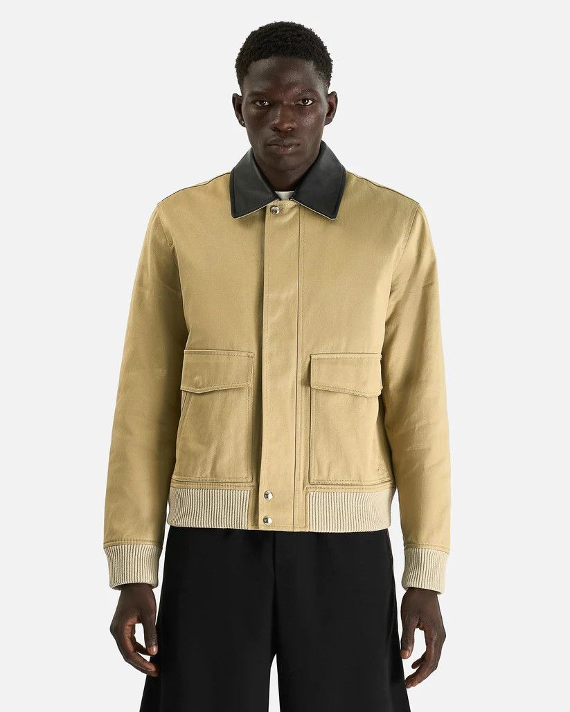 o1s1v1r1oon0825 Shade Varsity Jacket in Light Beige/Hunter