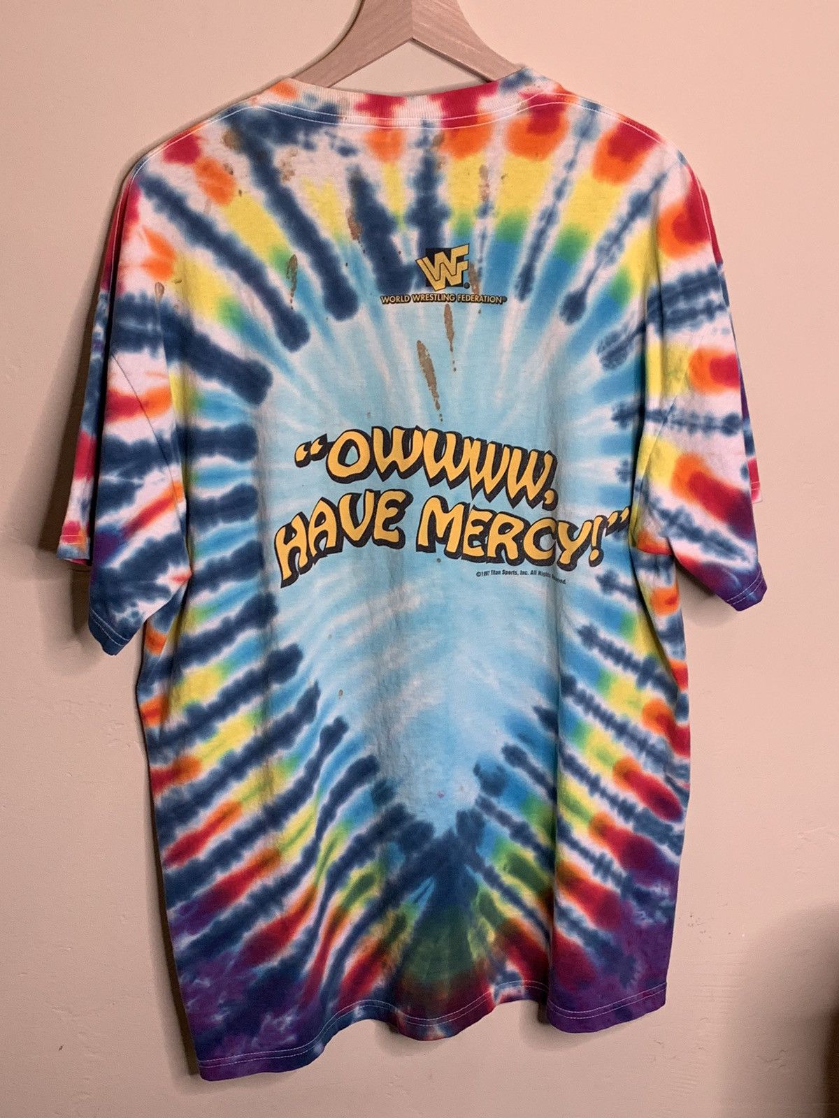 Vintage × WWE × WWF RARE Vintage 1997 Dude Love Mick Foley WWF WWE Tie Dye Shirt Size US XL / EU 56 / 4 - 2 Thumbnail