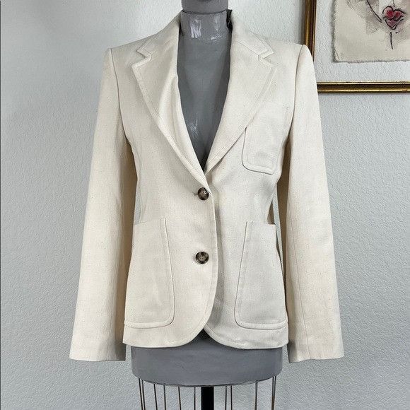 Victoria Beckham Victoria Beckham Ecru Single Breasted Blazer Silk Blend 2 Bu Size S / US 4 / IT 40 - 1 Thumbnail