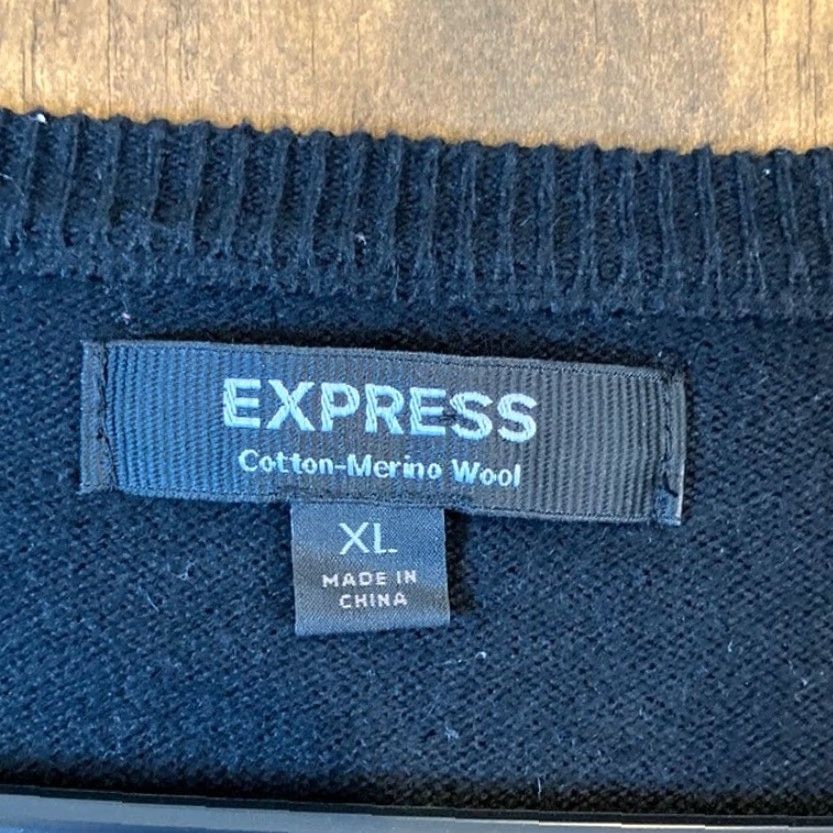 Express Express Mens Sweater Vest Black V Neck Merino Wool Blend XLarge Vest Size US XL / EU 56 / 4 - 4 Thumbnail