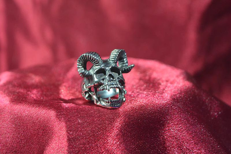 Jewelry Skull Punk Jewelry Rings Open Size Chrome Ring (Size 7-13) Size ONE SIZE - 5 Thumbnail