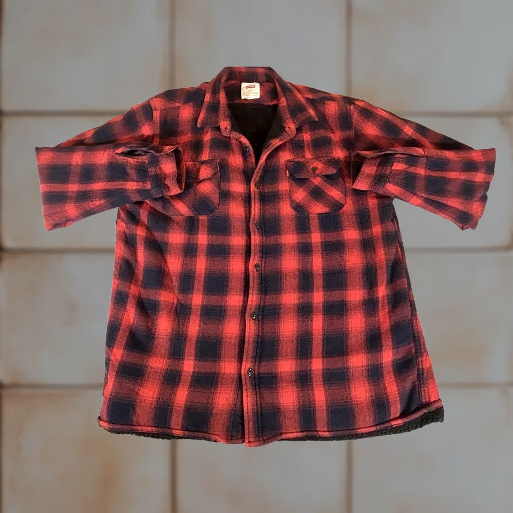 Levi's VINTAGE Levis Jacket Mens XL Buffalo Plaid Flannel Sherpa Lined Shacket Workwear Size US XL / EU 56 / 4 - 1 Thumbnail