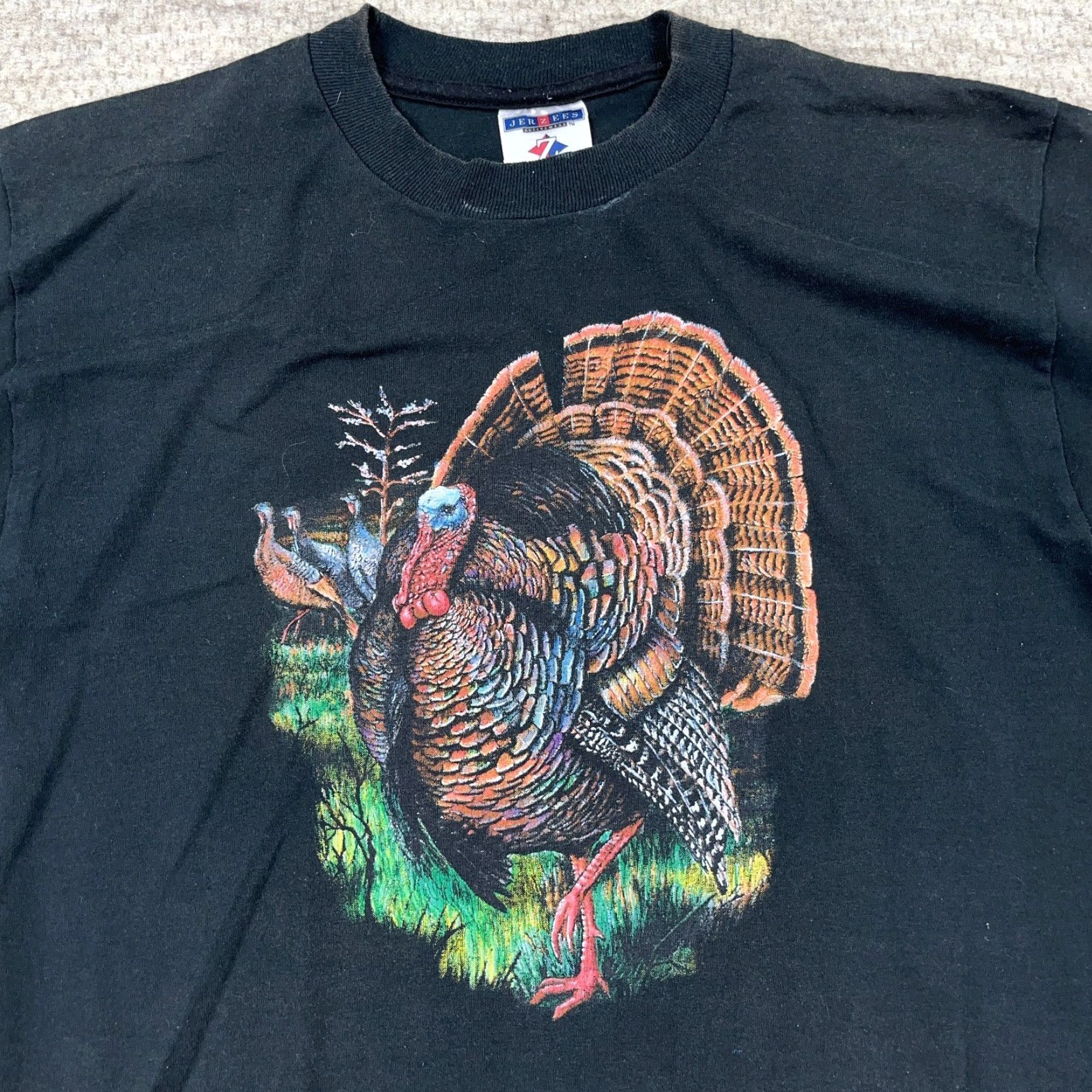 Jerzees VINTAGE Jerzees Nature Shirt Men M Black Graphic Print 90s Y2K Gobbler Turkey Hunting Tee Mens Size US M / EU 48-50 / 2 - 2 Thumbnail