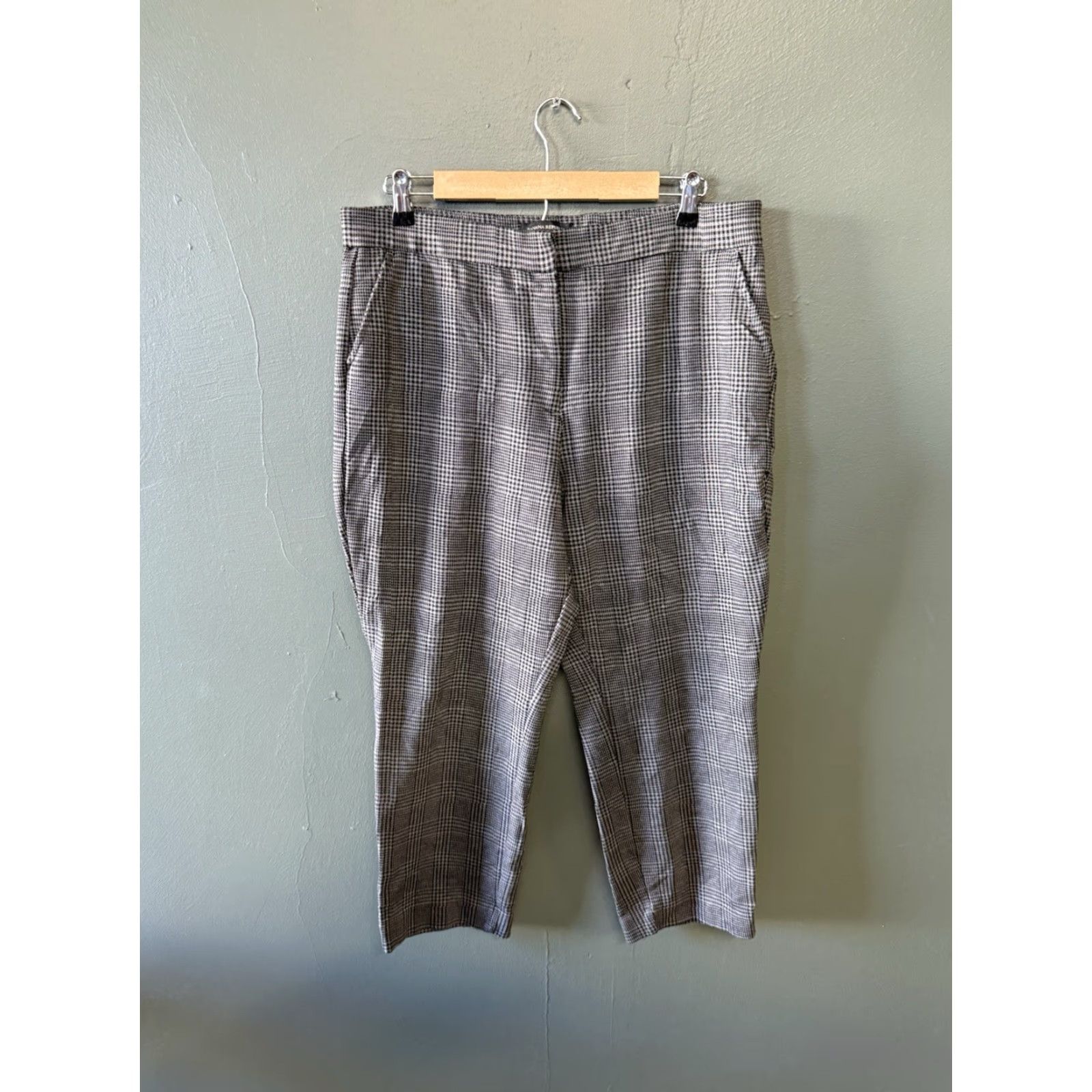 Banana Republic Banana Republic Womens Gray Plaid Cropped Business Pants Straight Leg Size 16 Size 38" / US 16 / IT 52 - 2 Thumbnail