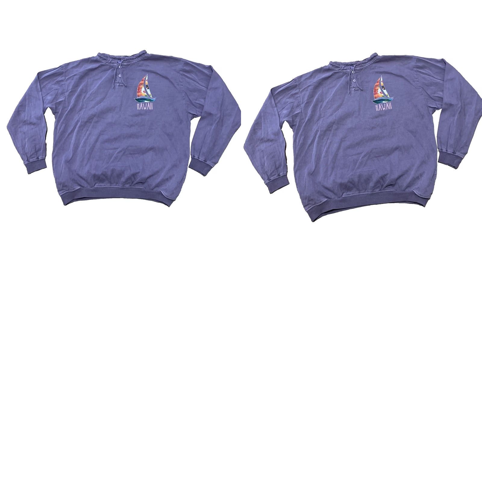 Vintage Crazy Shirts Hawaii Henley Sweater Men L Purple Lilac Rainbow Logo USA Stretch Shirt Size US L / EU 52-54 / 3 - 11 Thumbnail
