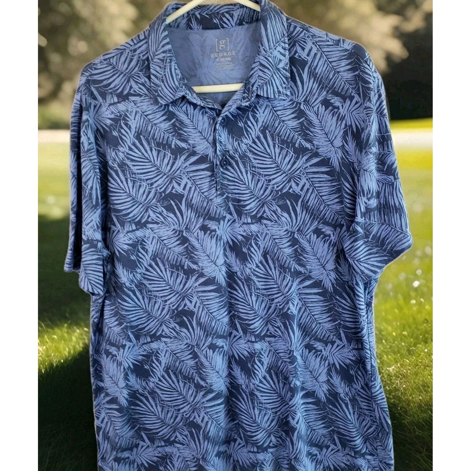 George George Hawaiian Short Sleeve Button Shirt Men Lg Blue Floral Shirt Size US L / EU 52-54 / 3 - 2 Thumbnail