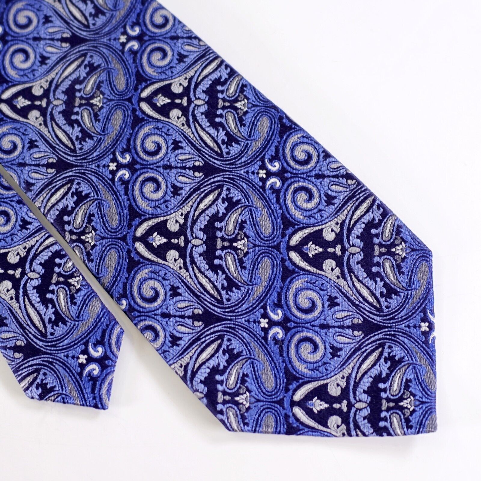 Van Heusen Van Heusen Blue Paisley Woven Silk Tie Size ONE SIZE - 1 Thumbnail